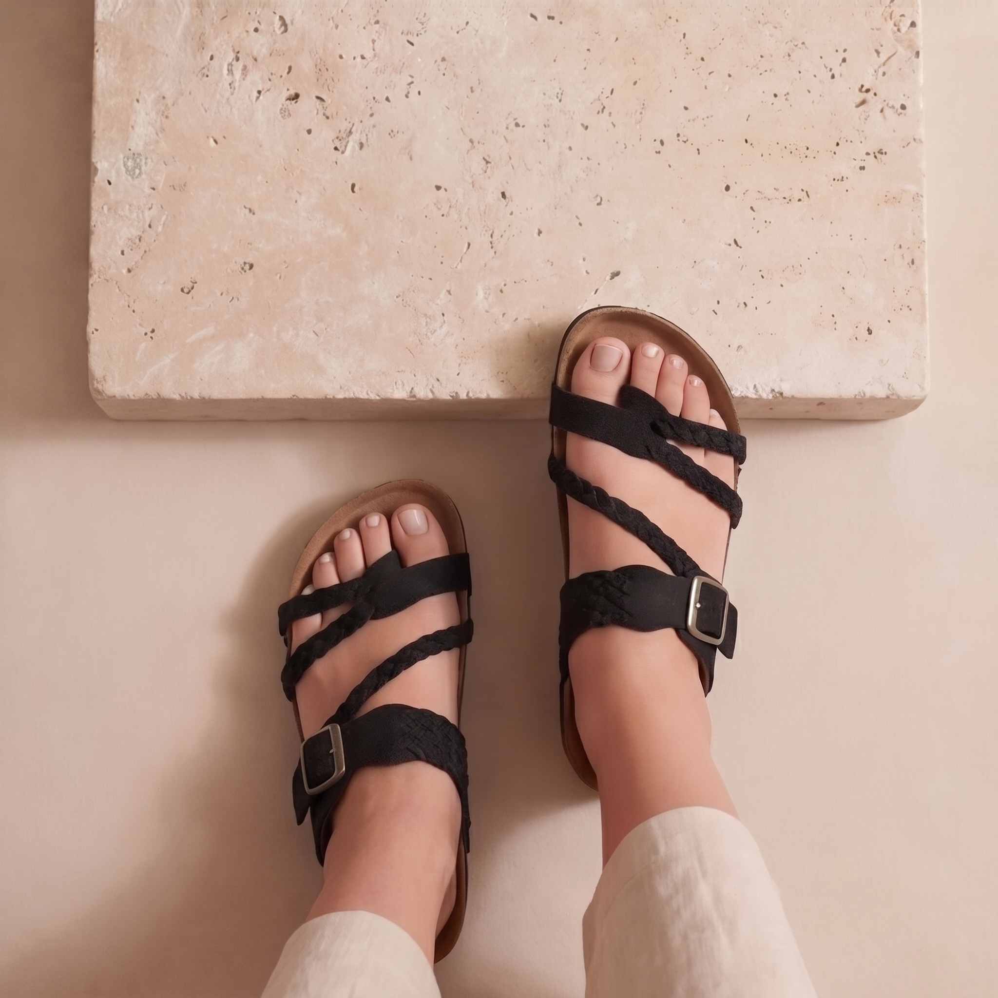 BraidCork™ | Women's Braided Strap Cork Footbed Sandals