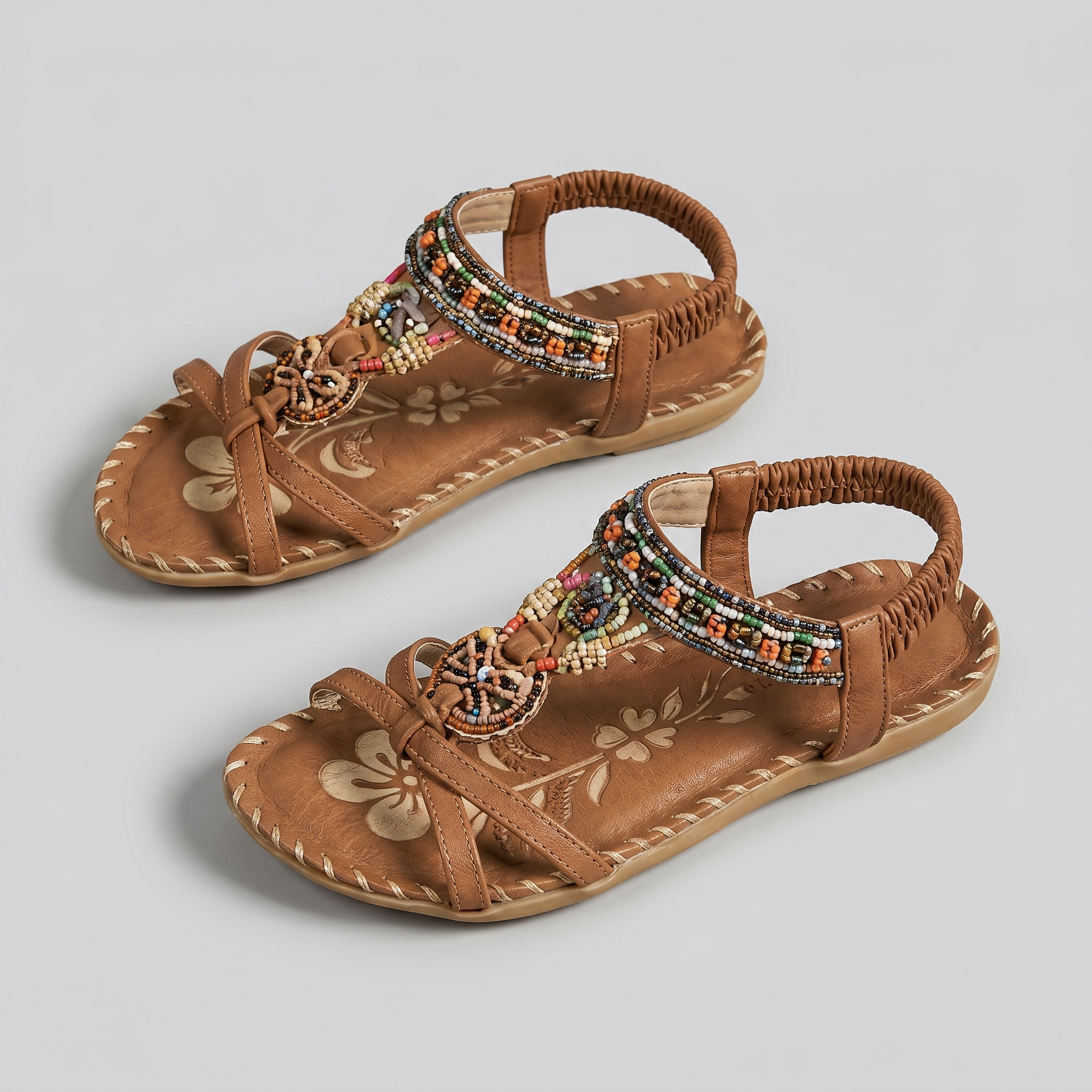 TribeFoot™ | Women's Boho Beaded Orthopedic Flat Sandals