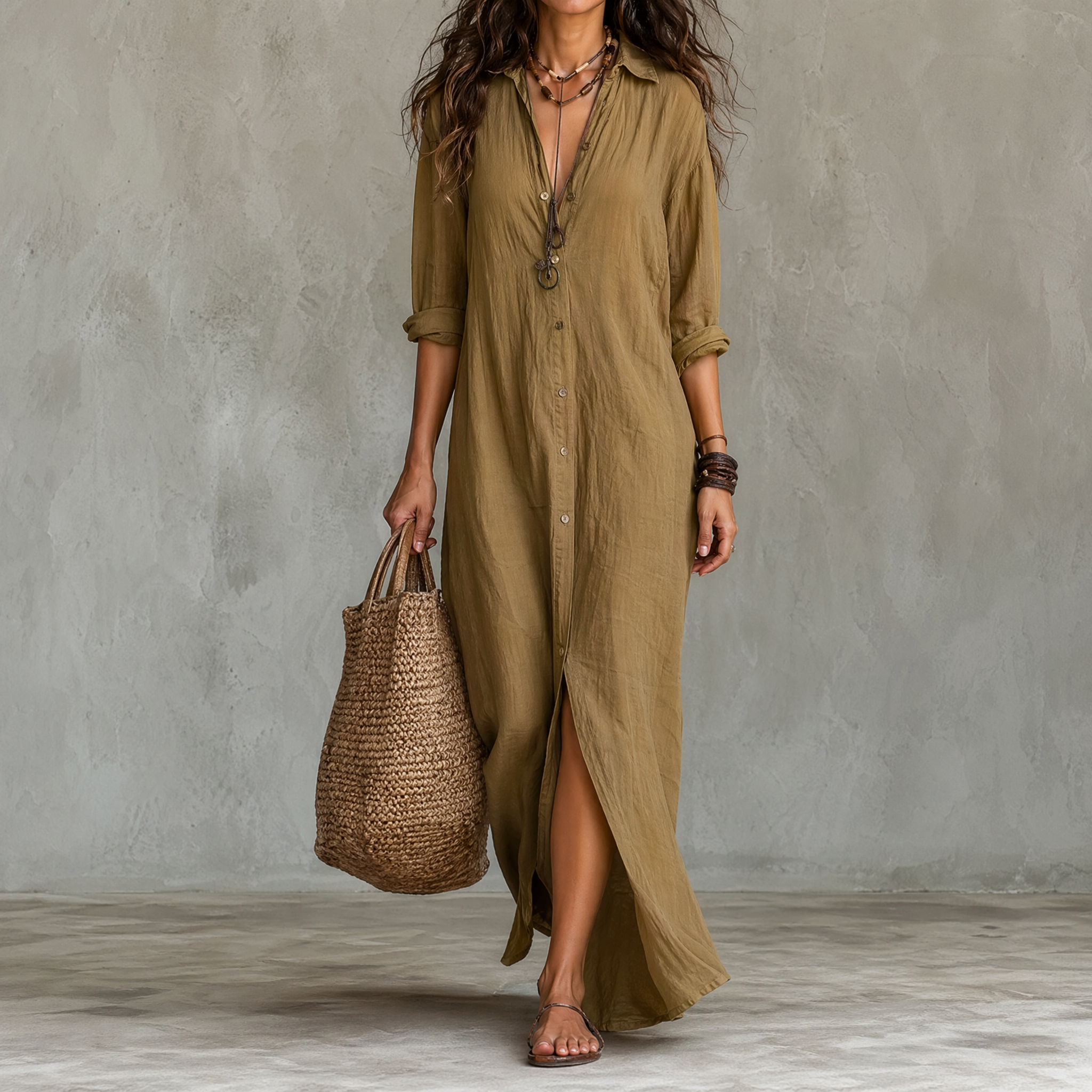 WillowShift™ | Women's Button-Down Maxi Shirt Dress