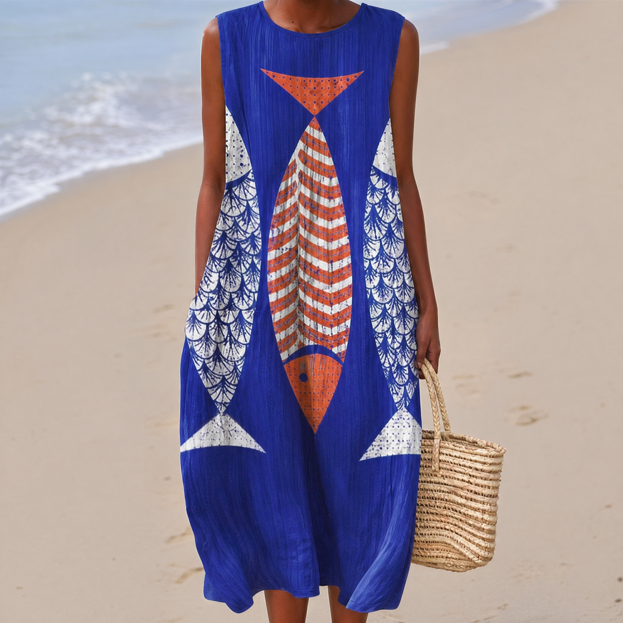 Boho Geometric Print Sleeveless Dress