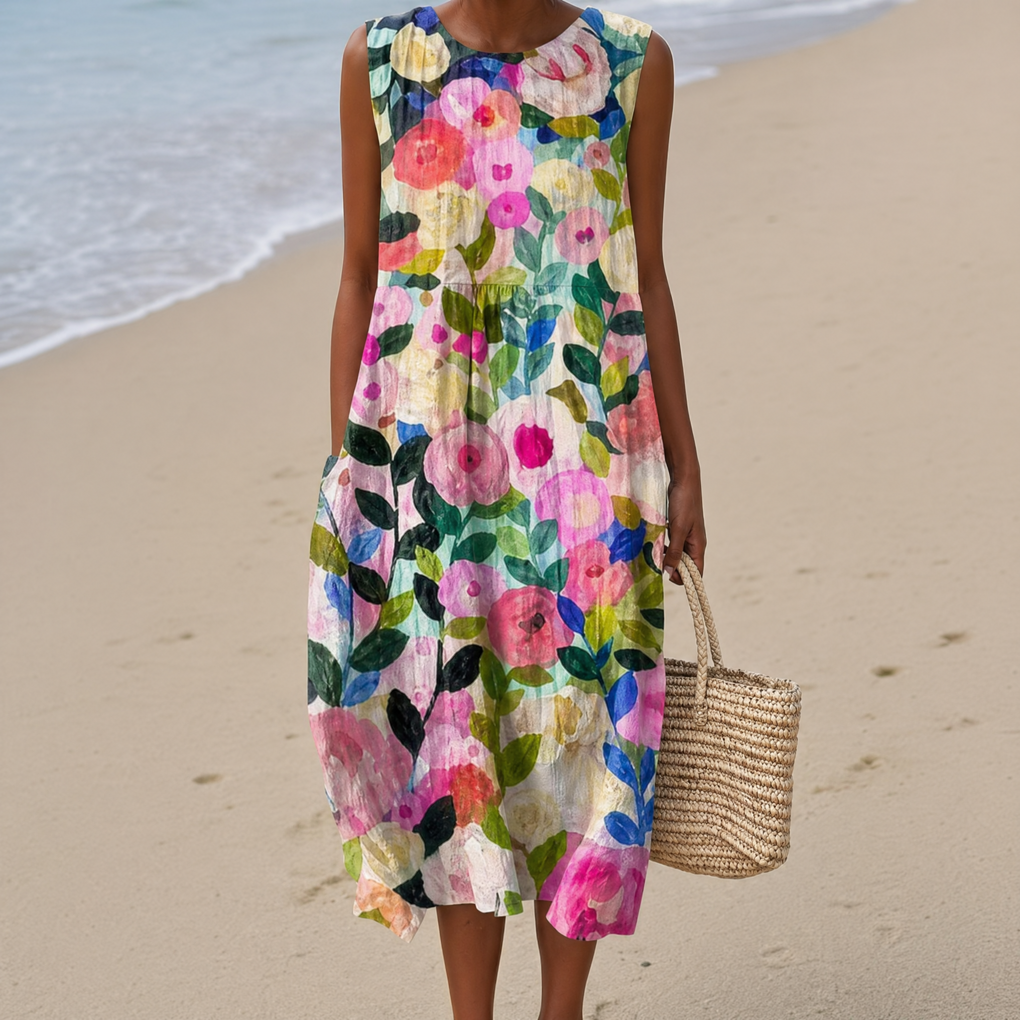 Boho Geometric Print Sleeveless Dress