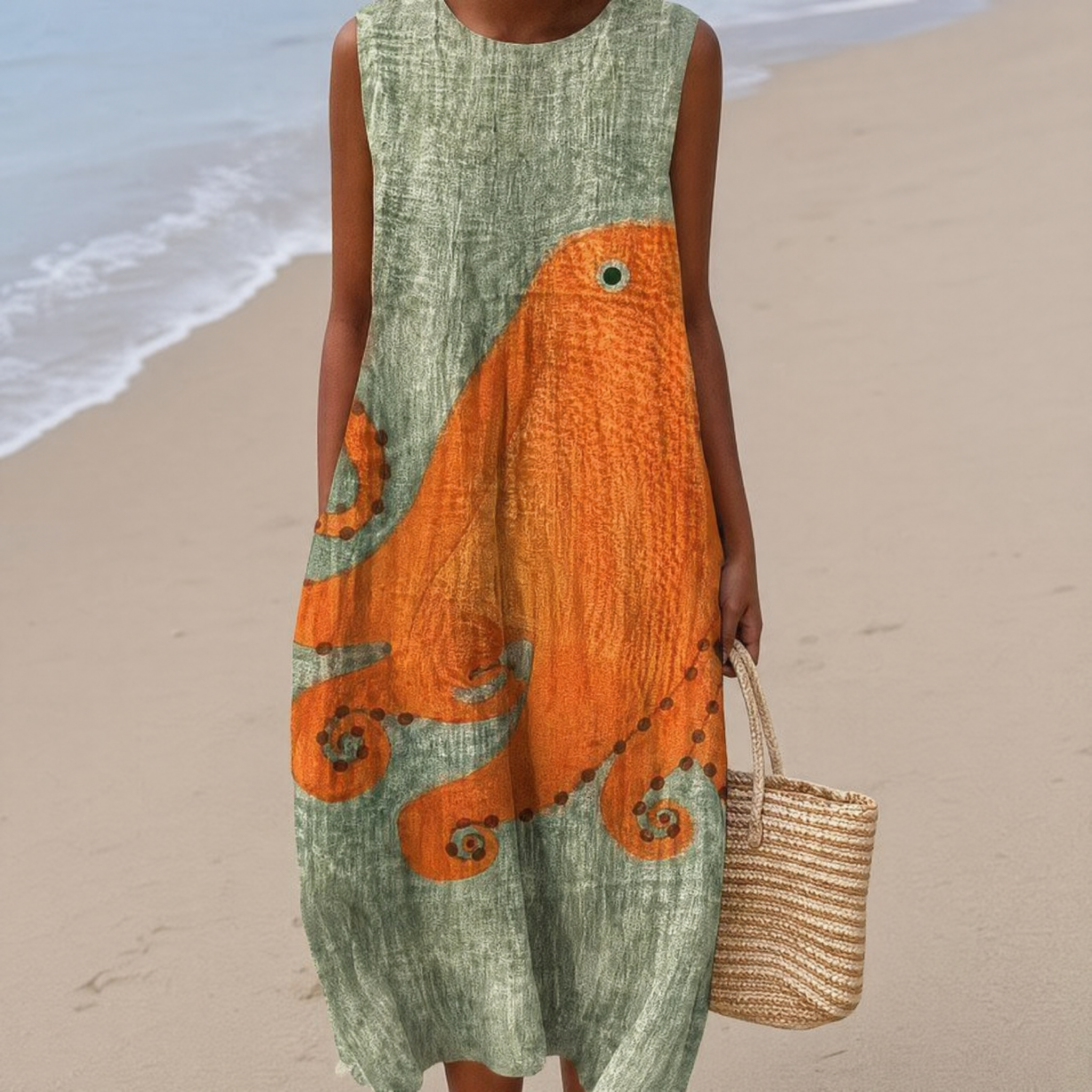 Boho Geometric Print Sleeveless Dress