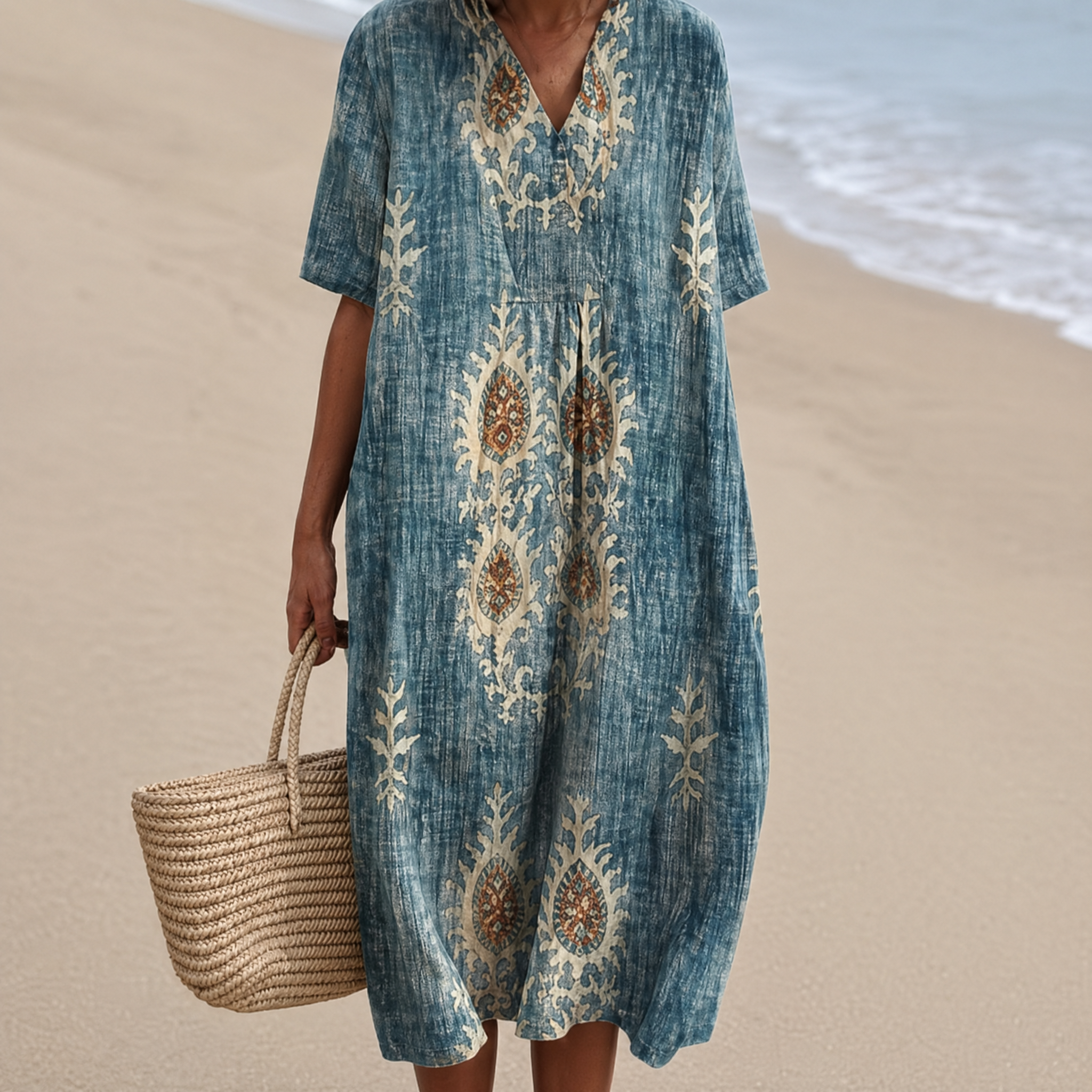 Boho Geometric Print Sleeveless Dress