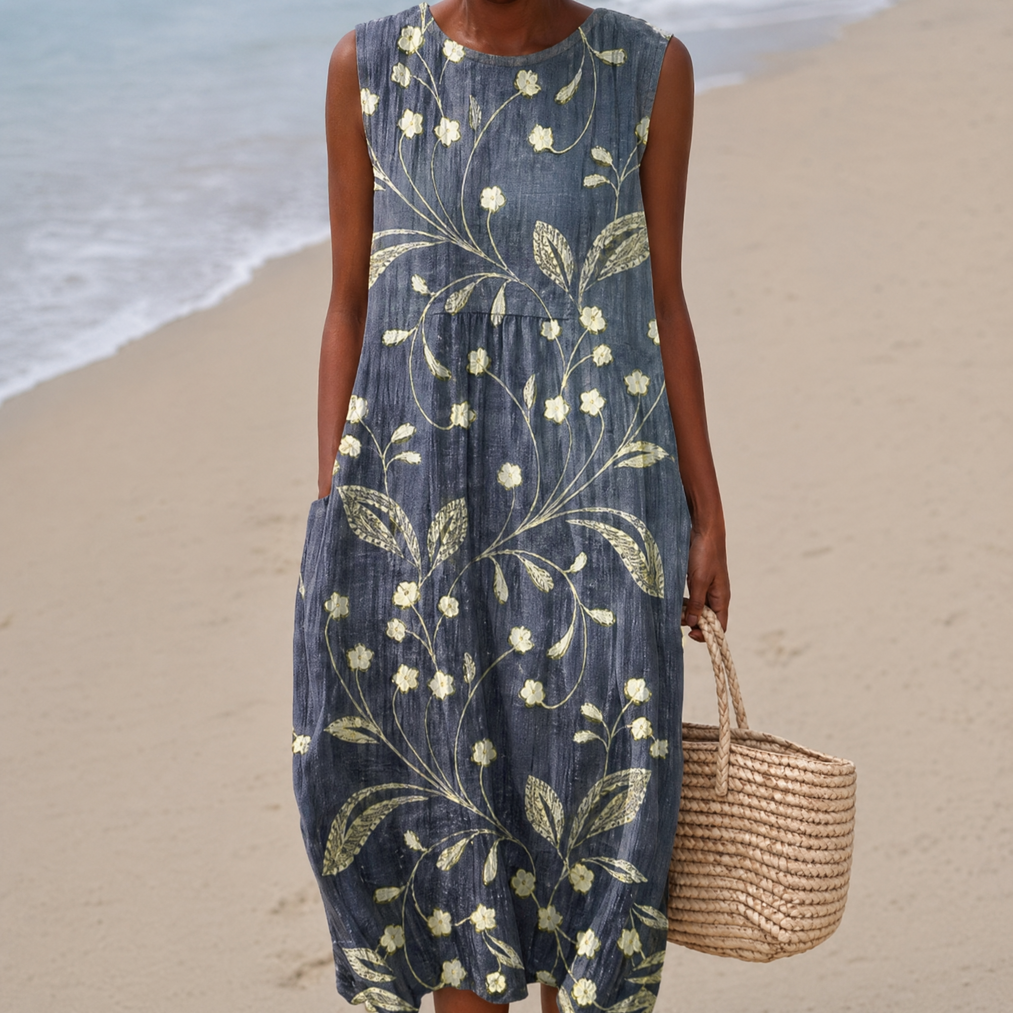 Boho Geometric Print Sleeveless Dress