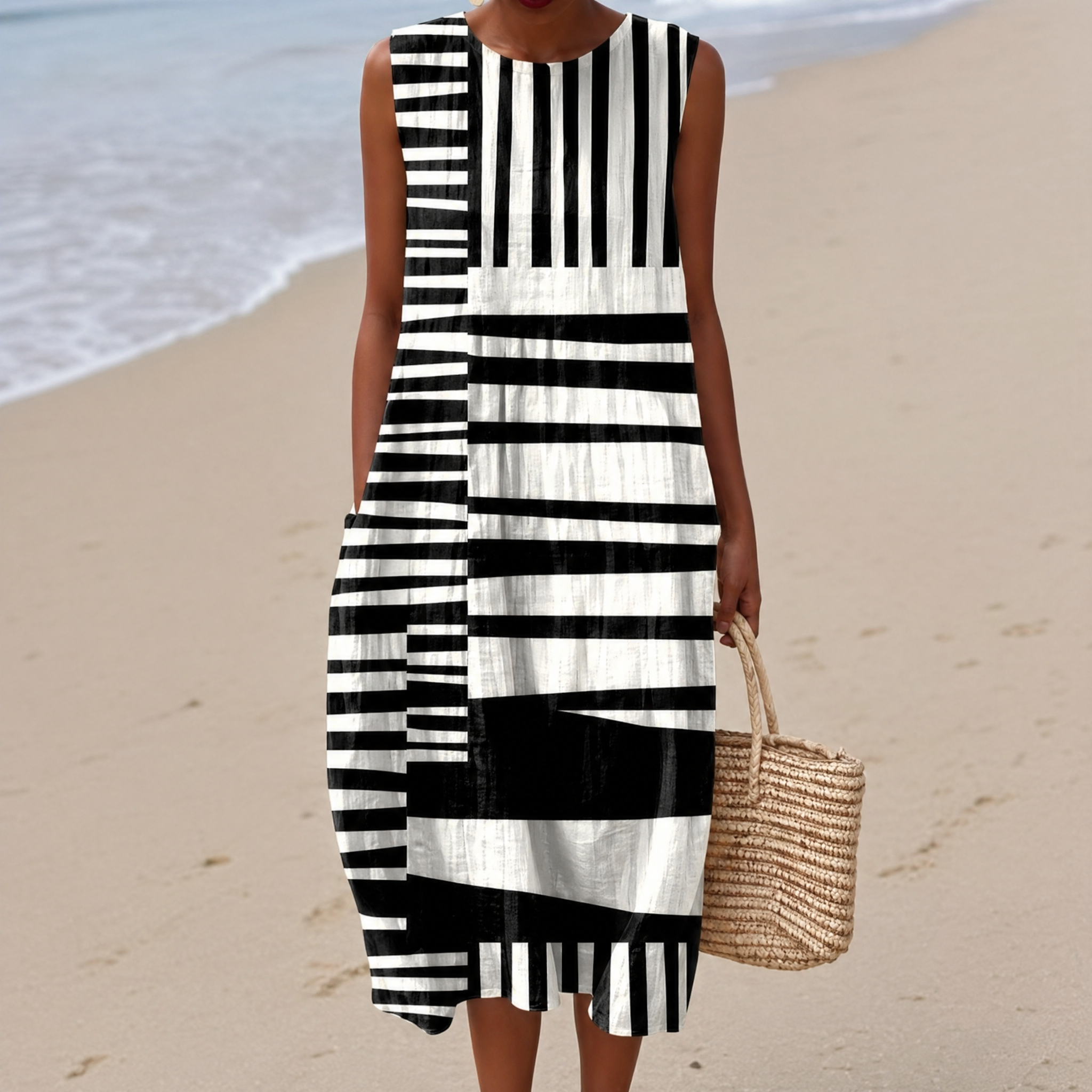 Boho Geometric Print Sleeveless Dress
