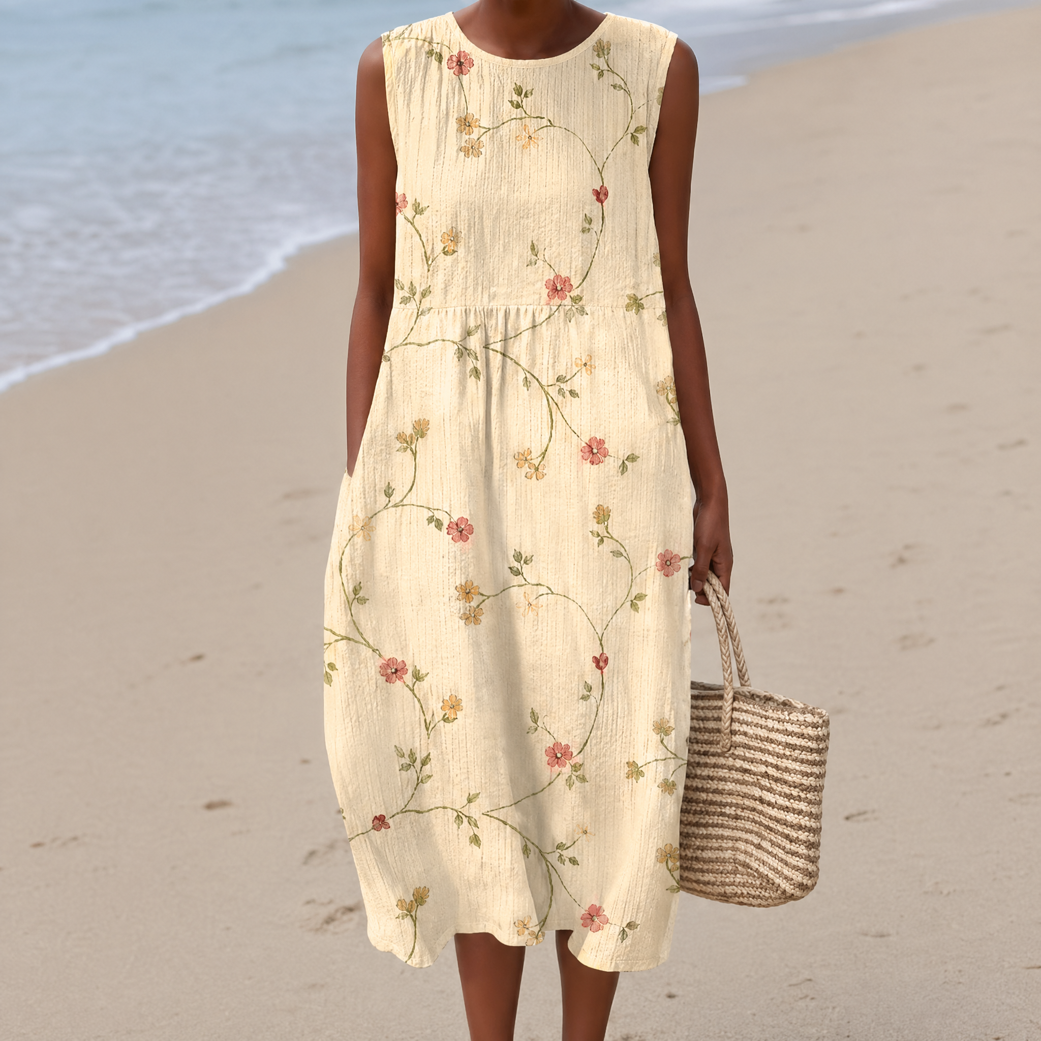 Boho Geometric Print Sleeveless Dress