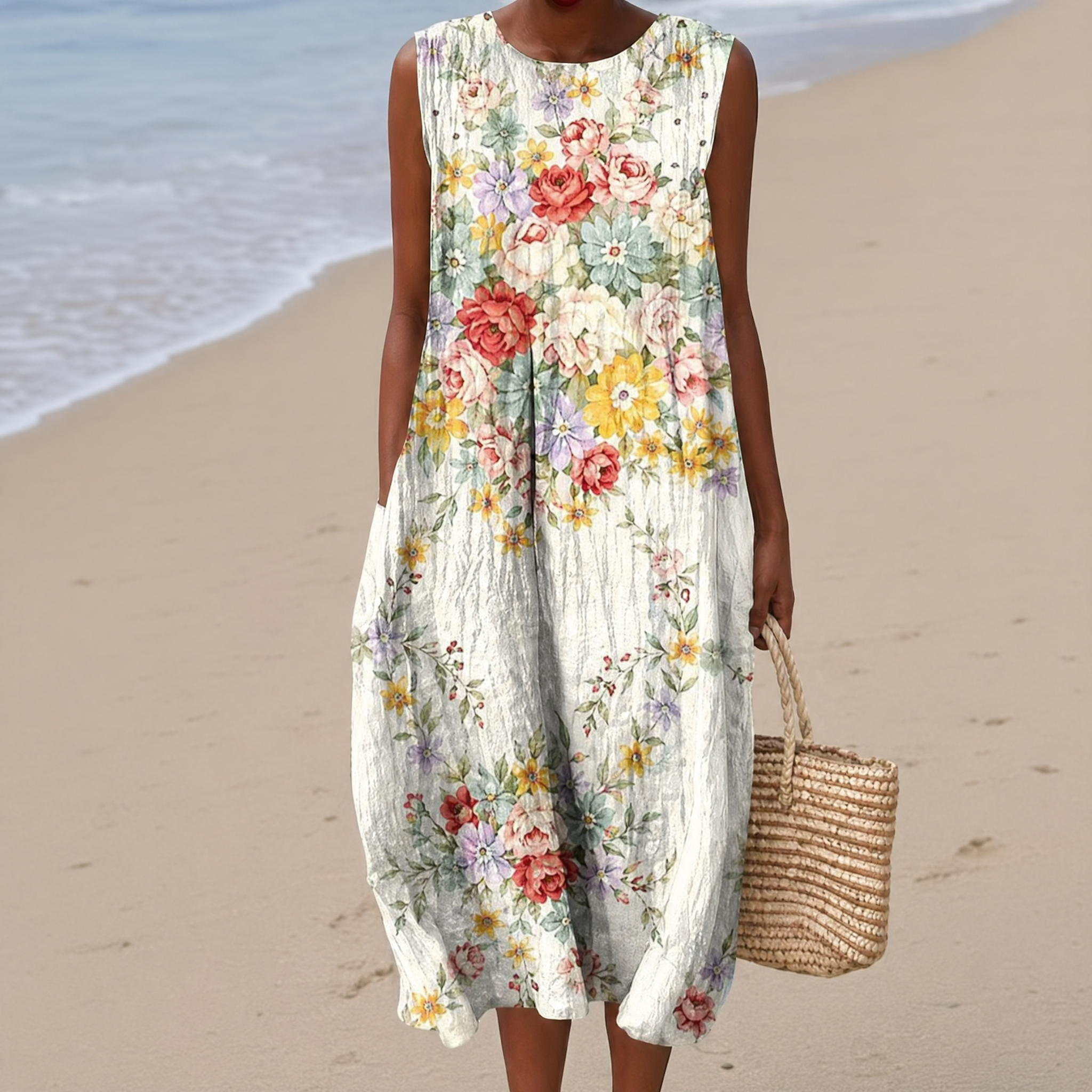 Boho Geometric Print Sleeveless Dress