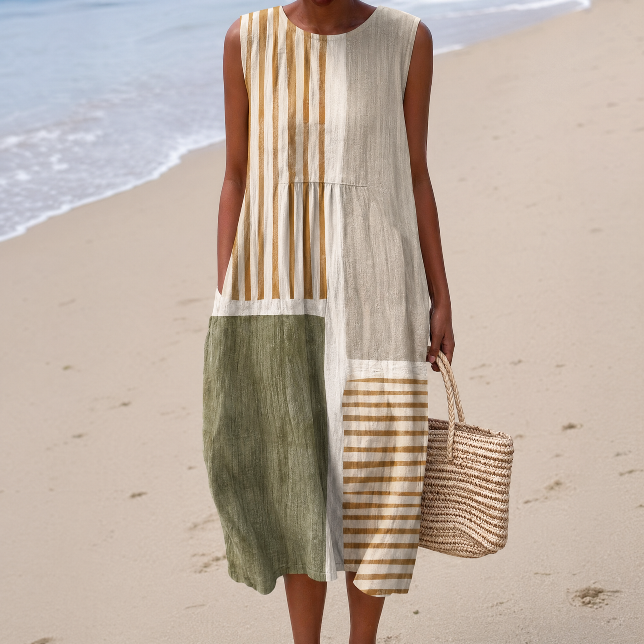 Boho Geometric Print Sleeveless Dress