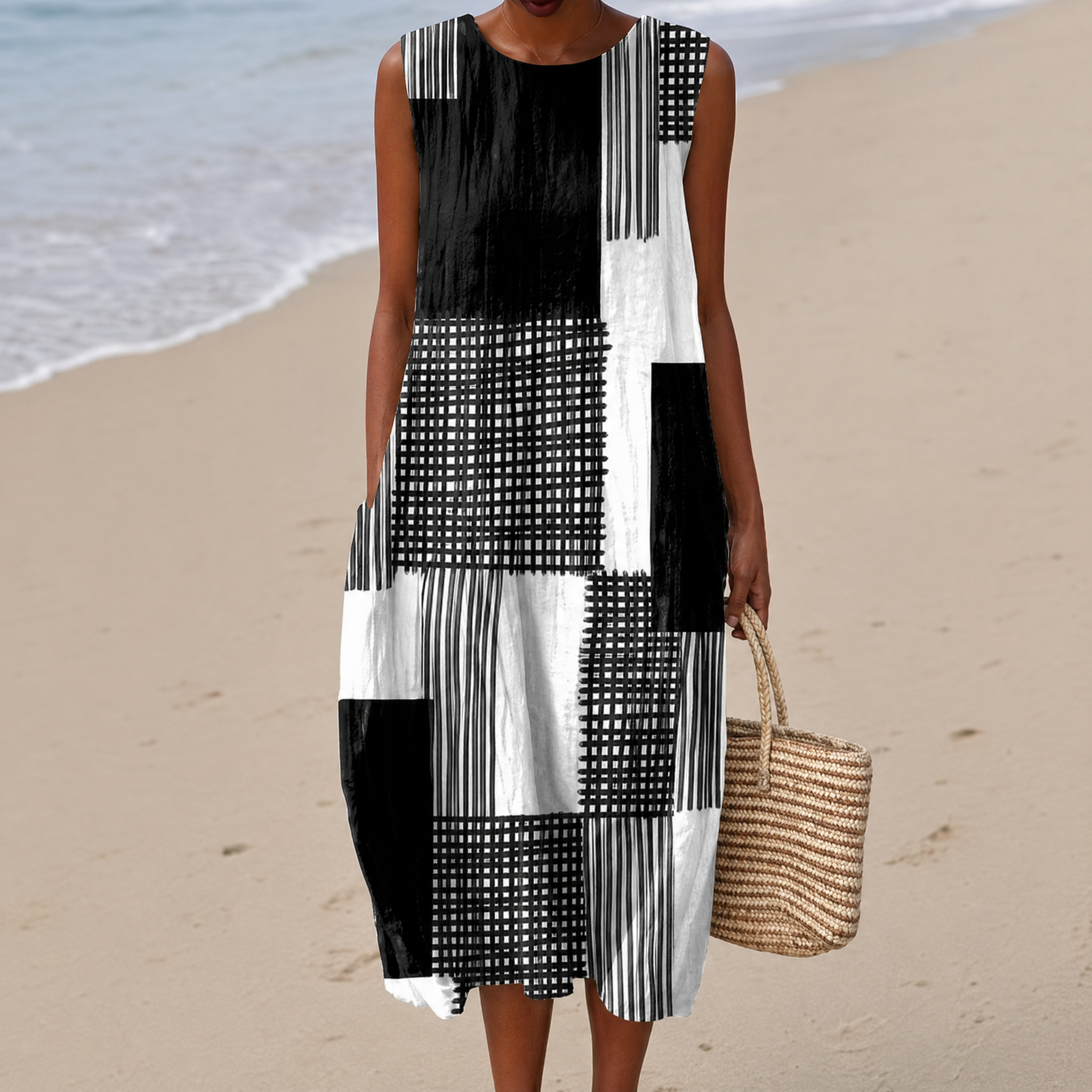 Boho Geometric Print Sleeveless Dress