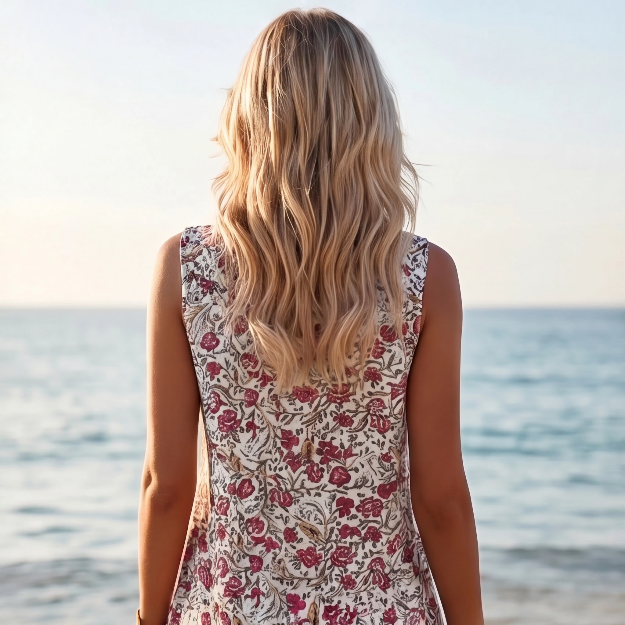 Women's Beach Dress with Floral Pattern