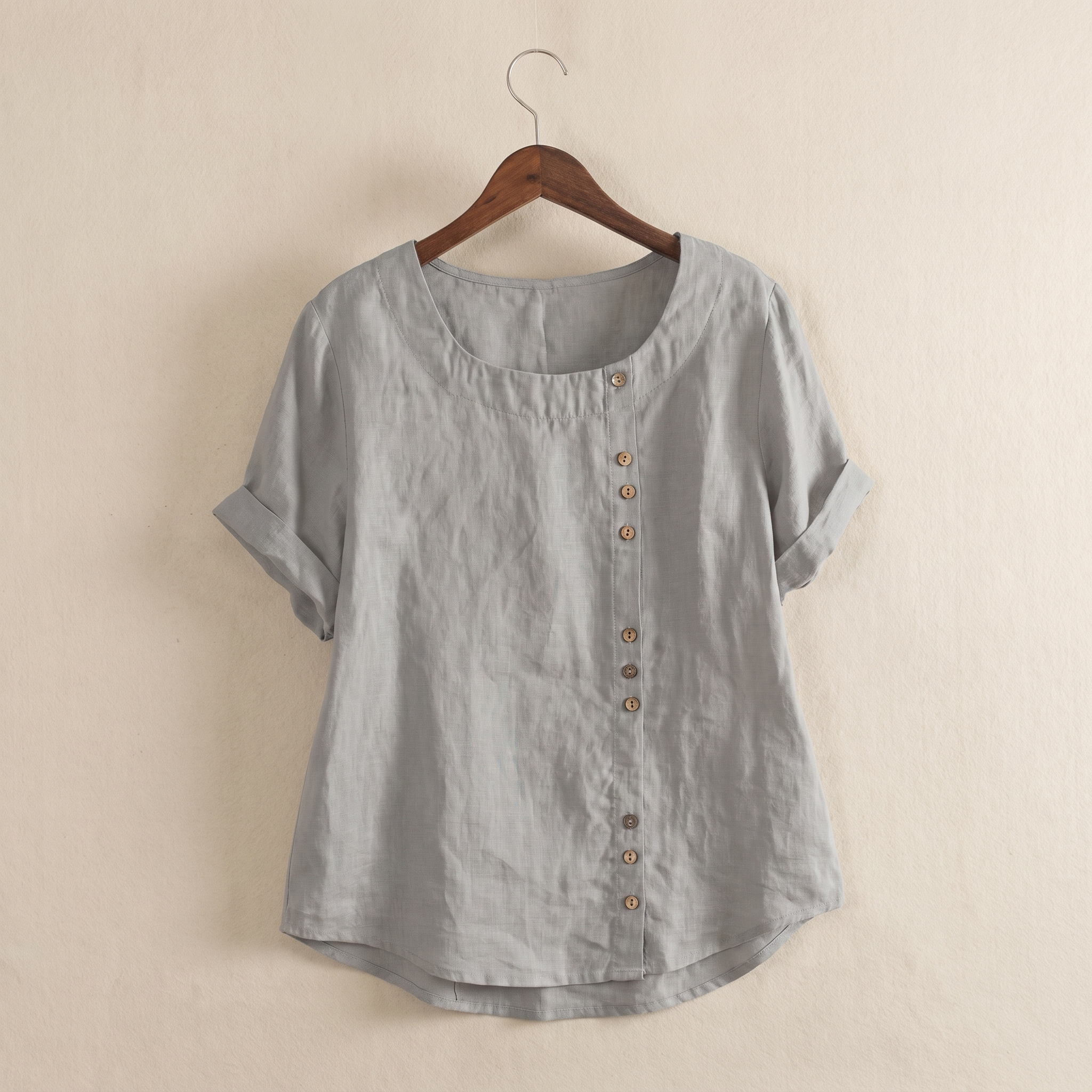 Asymmetrical Button Tunic Top