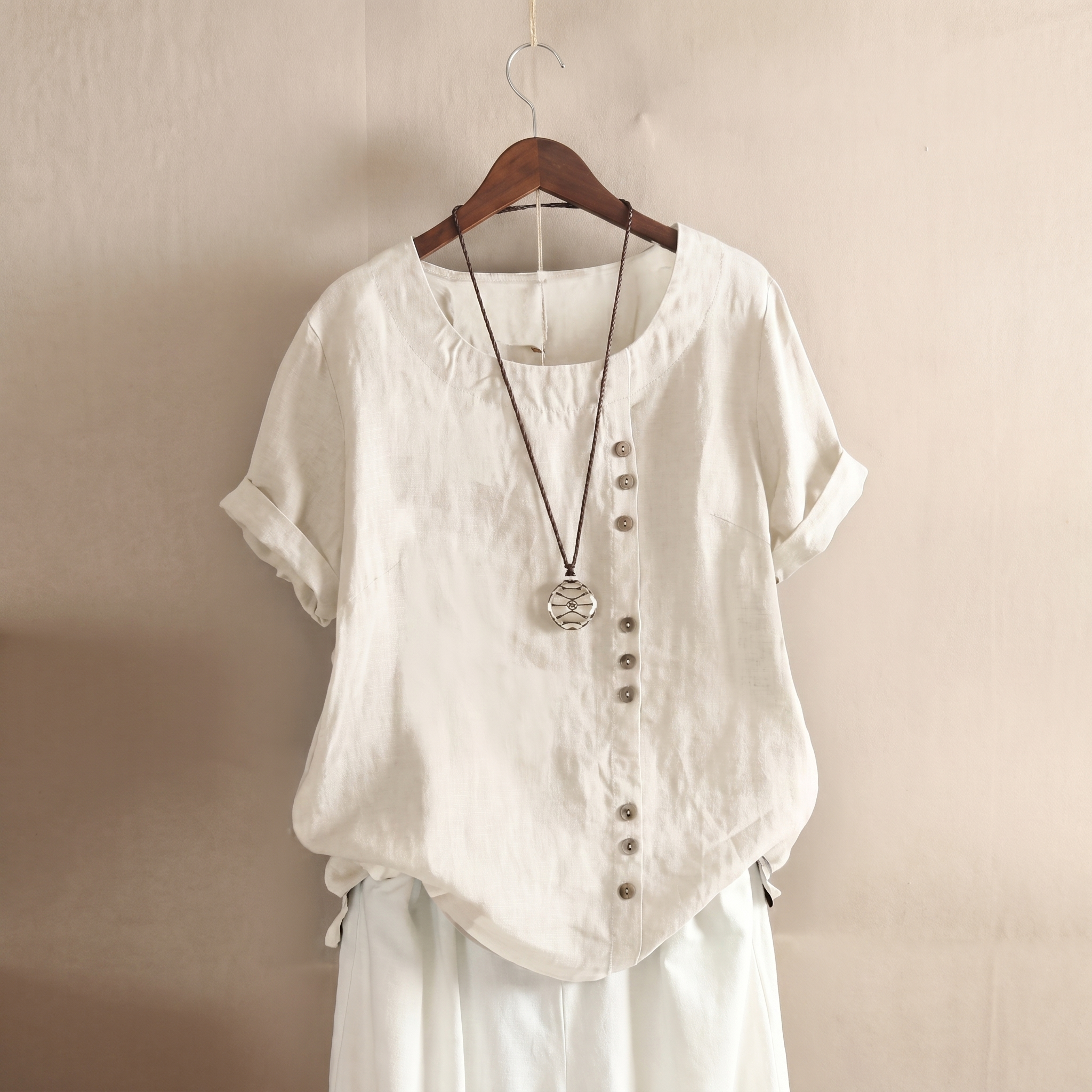 Asymmetrical Button Tunic Top