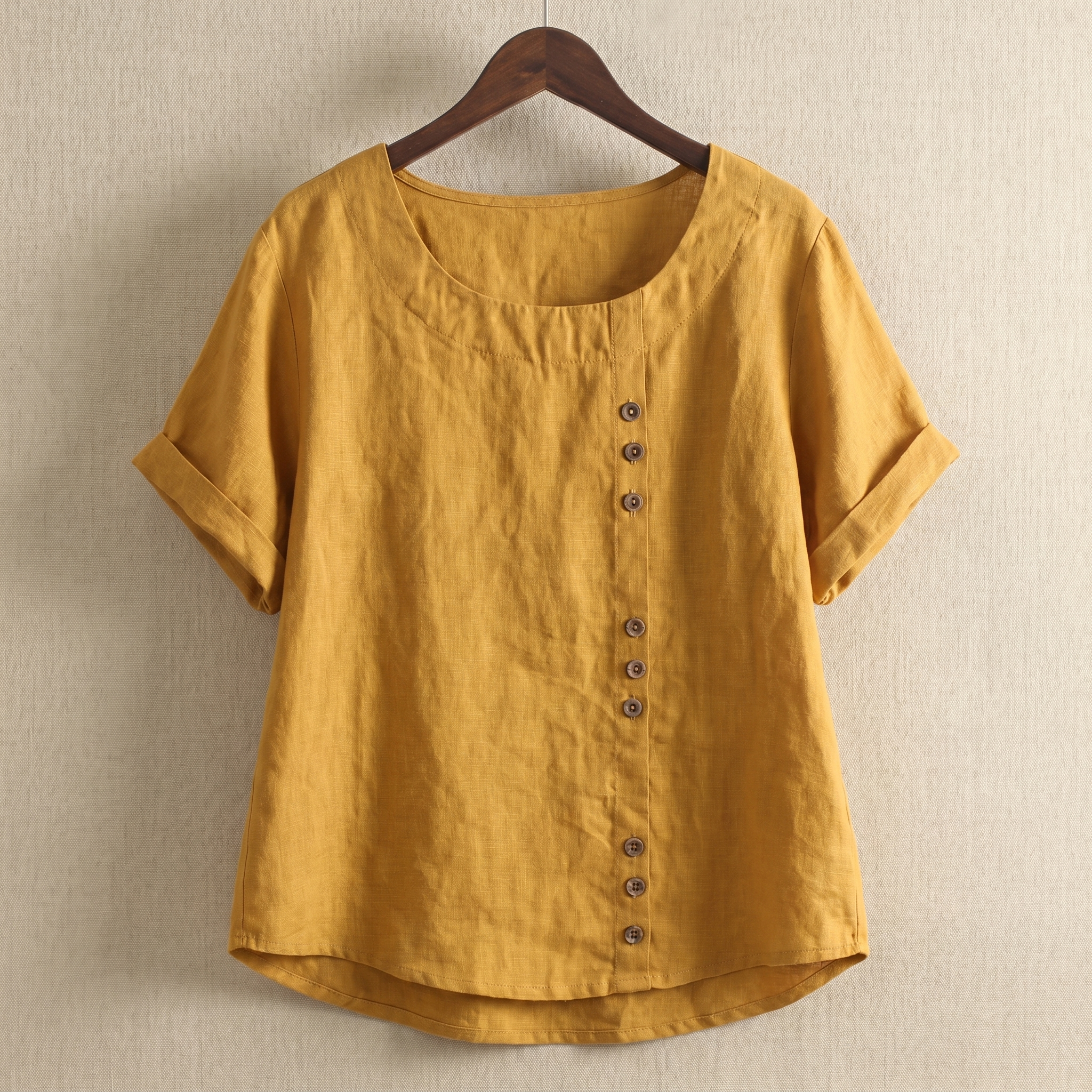 Asymmetrical Button Tunic Top