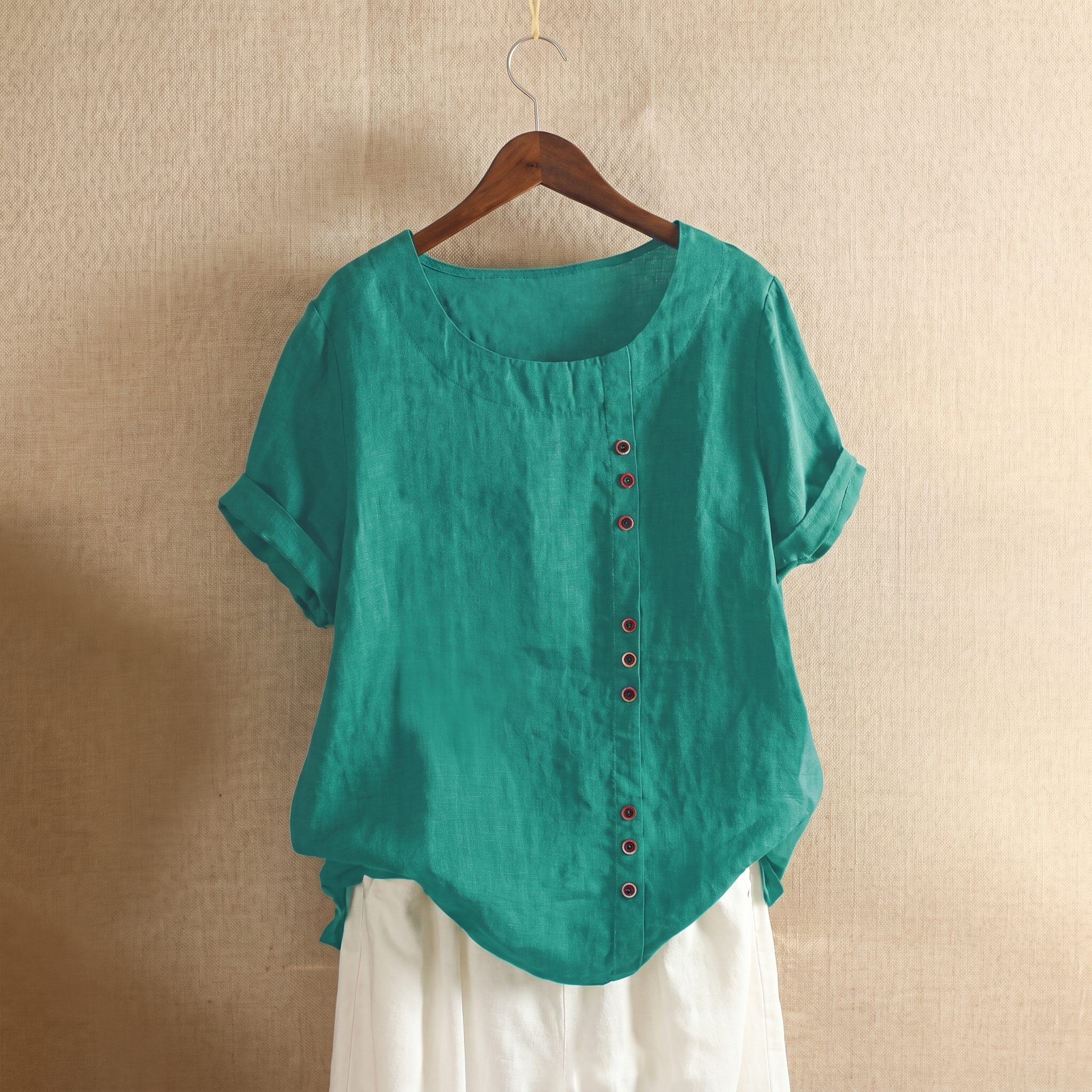 Asymmetrical Button Tunic Top