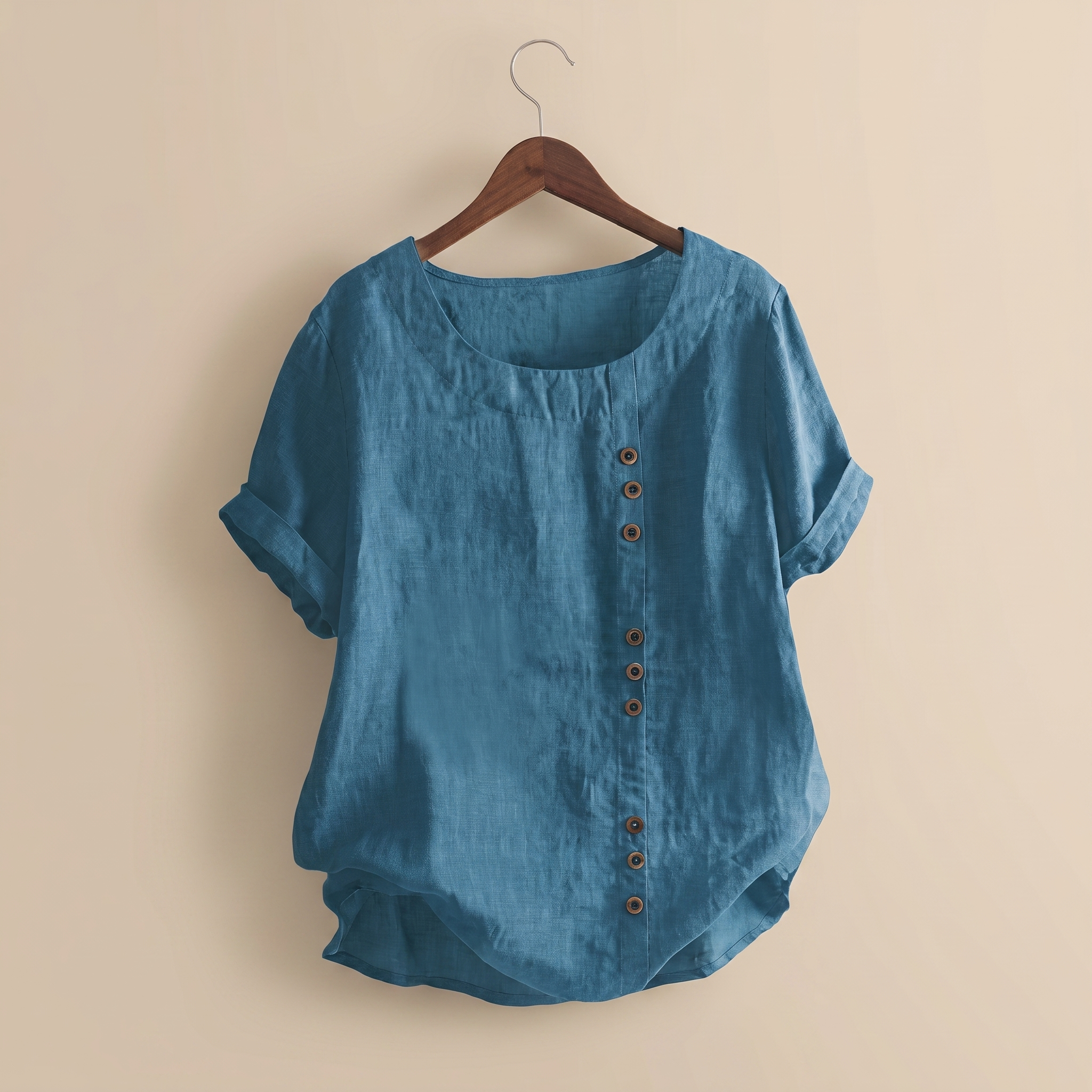 Asymmetrical Button Tunic Top