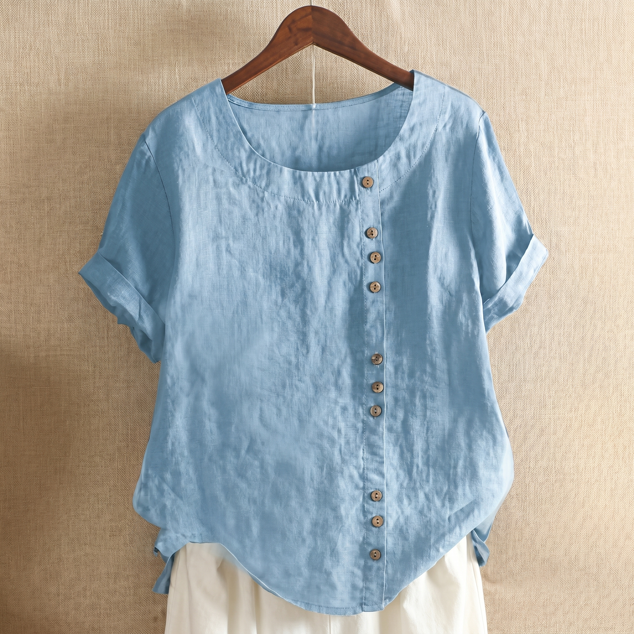 Asymmetrical Button Tunic Top