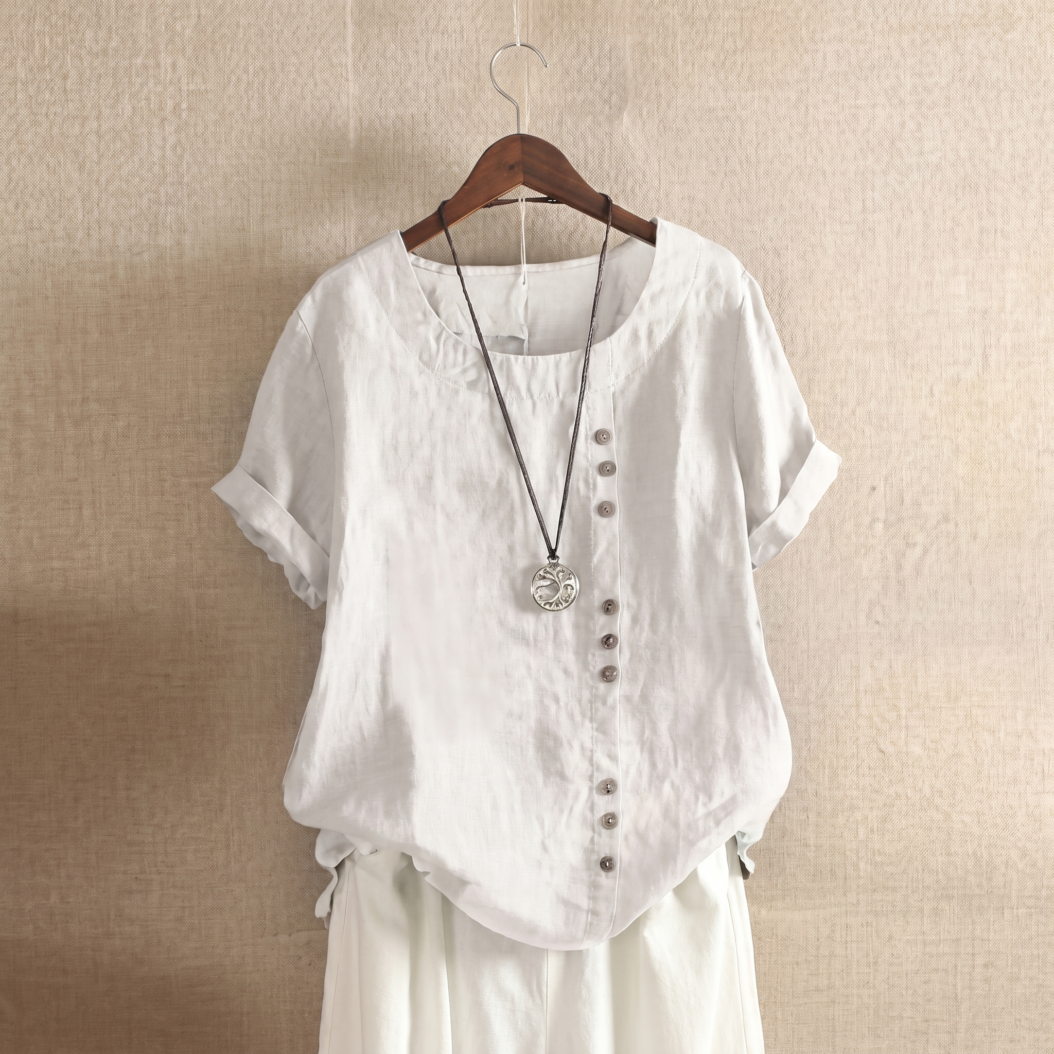 Asymmetrical Button Tunic Top