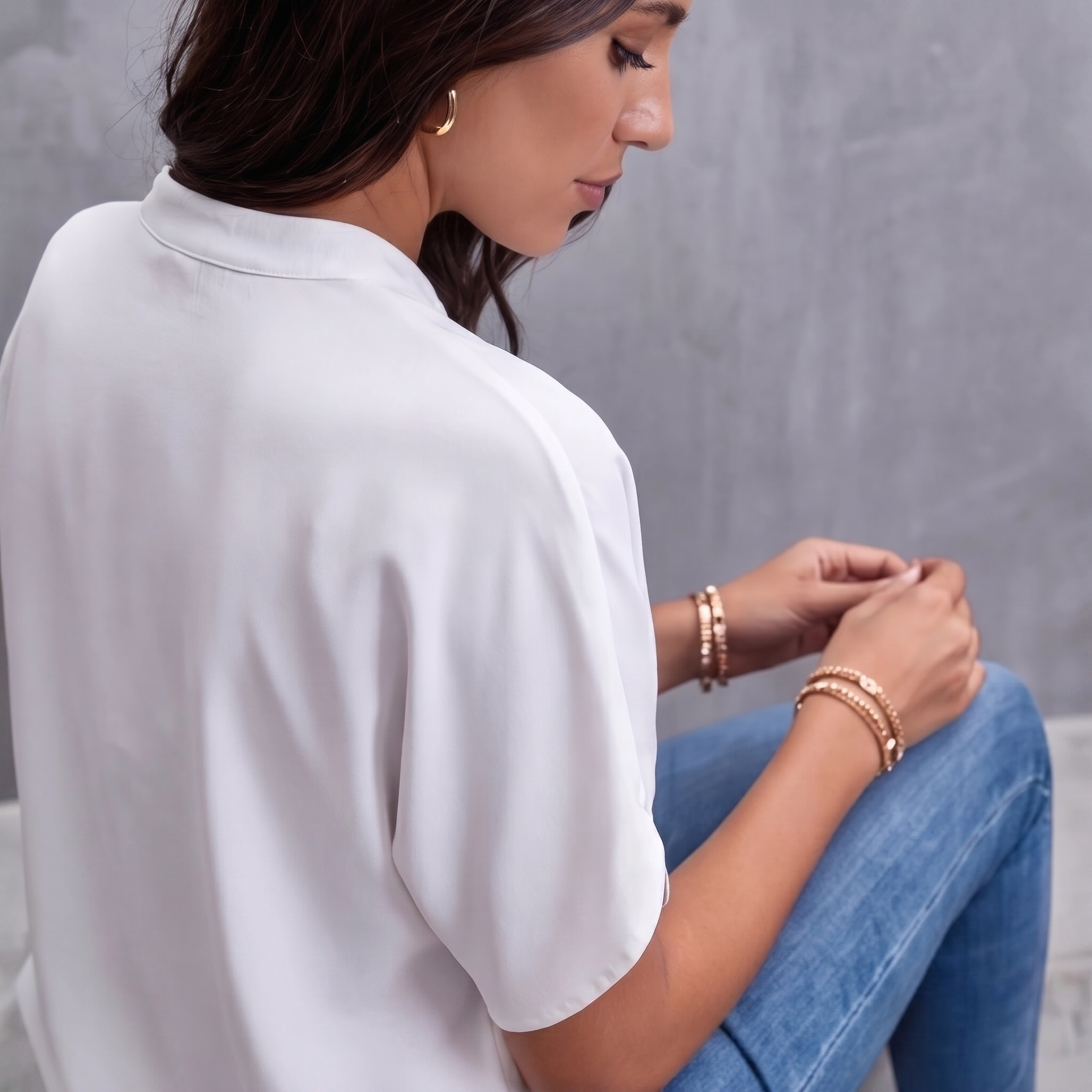 Notch Neck Tulip Sleeve Blouse