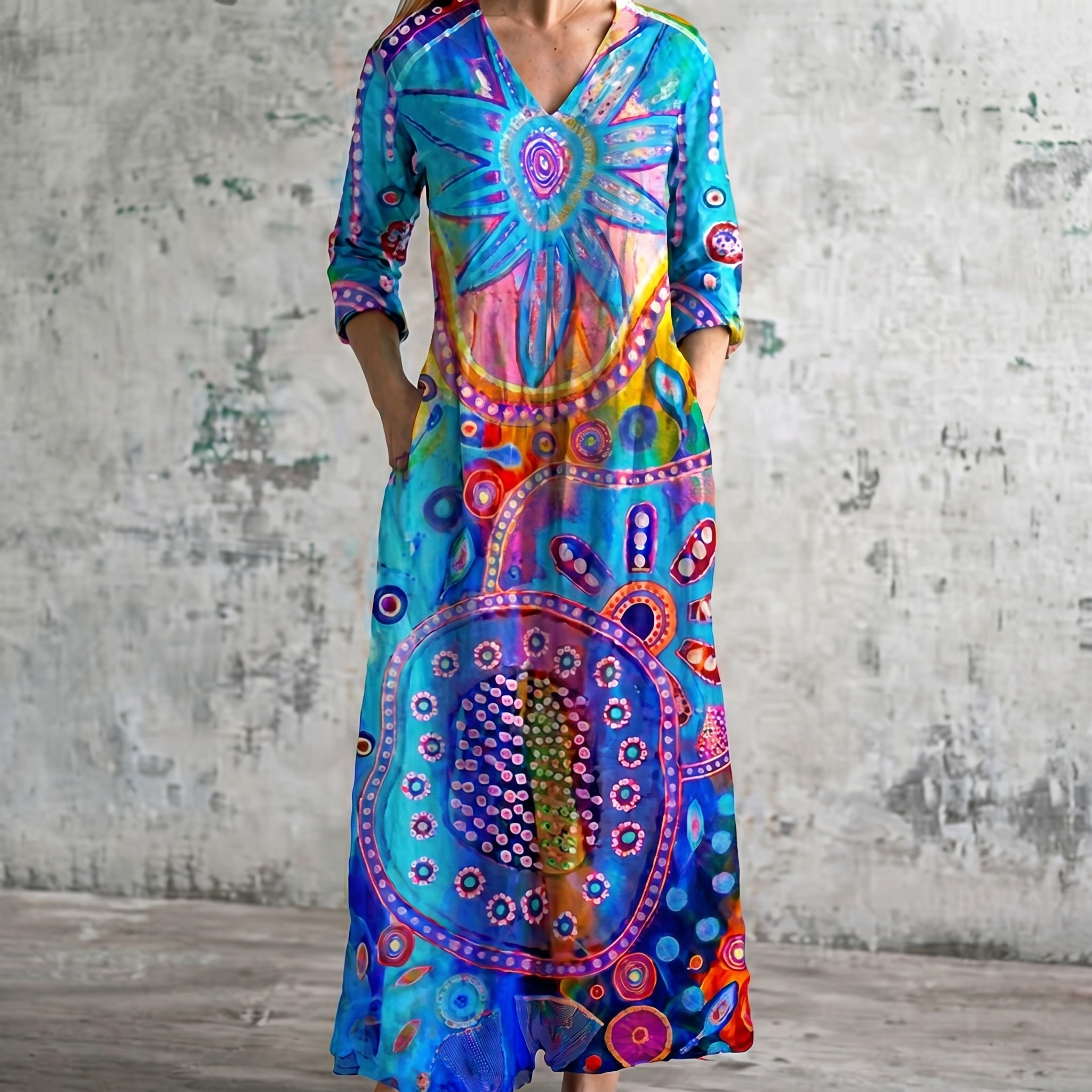 Breathable Comfort Floral Print Maxi Dress
