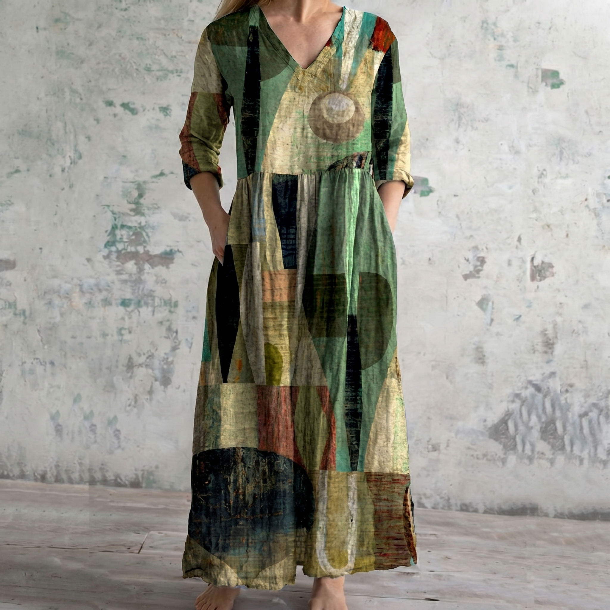 Breathable Comfort Floral Print Maxi Dress