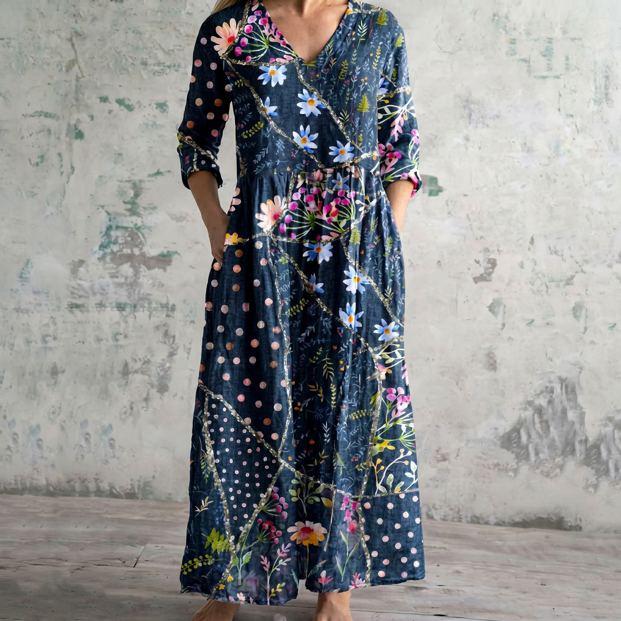Breathable Comfort Floral Print Maxi Dress