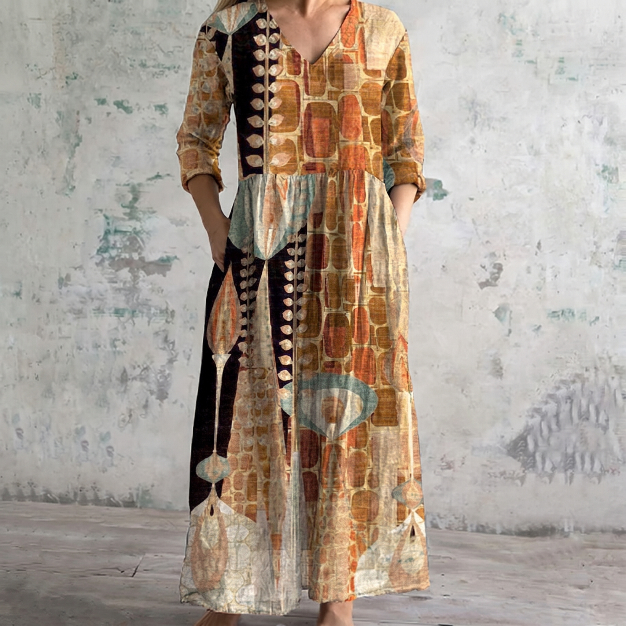 Breathable Comfort Floral Print Maxi Dress