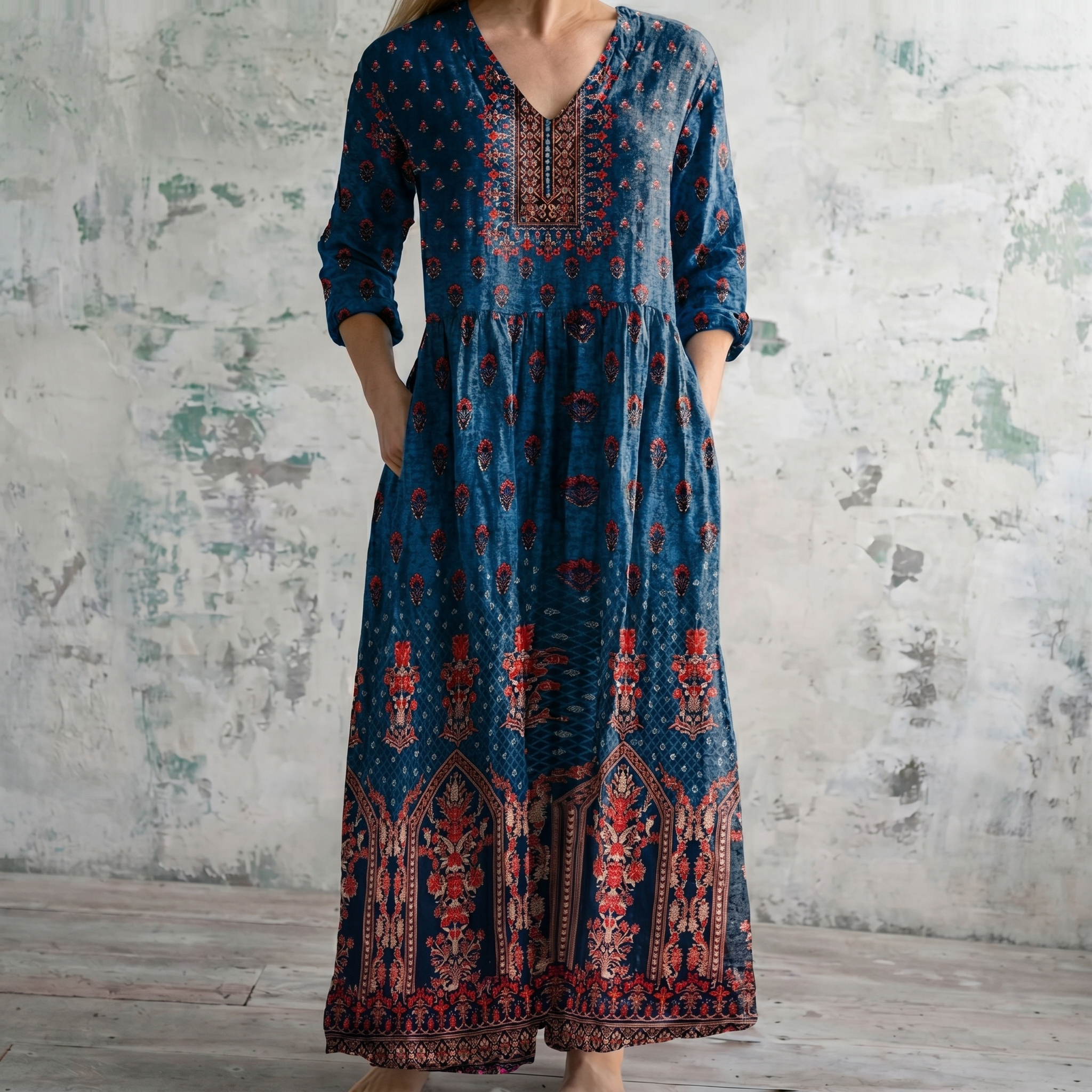 Breathable Comfort Floral Print Maxi Dress