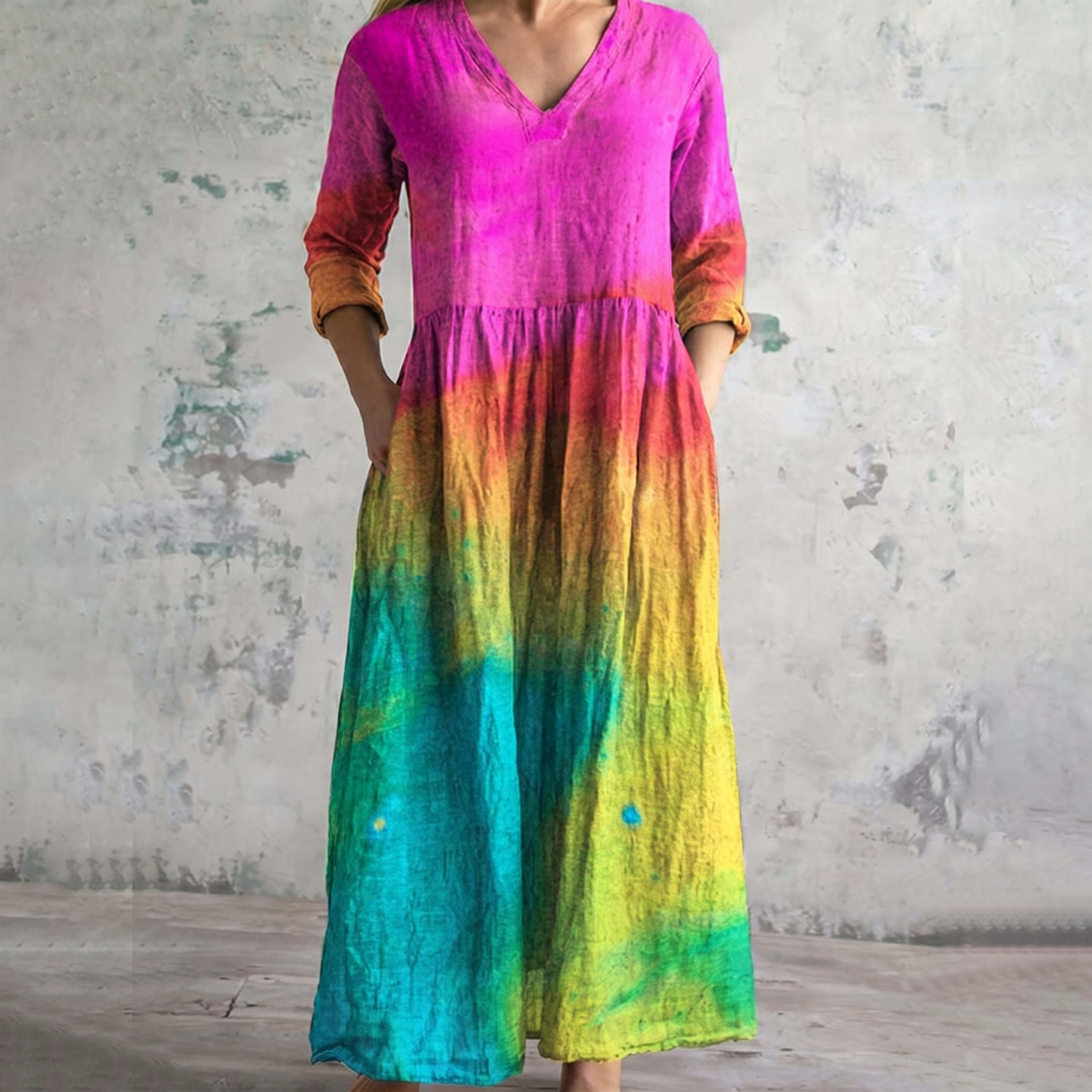 Breathable Comfort Floral Print Maxi Dress