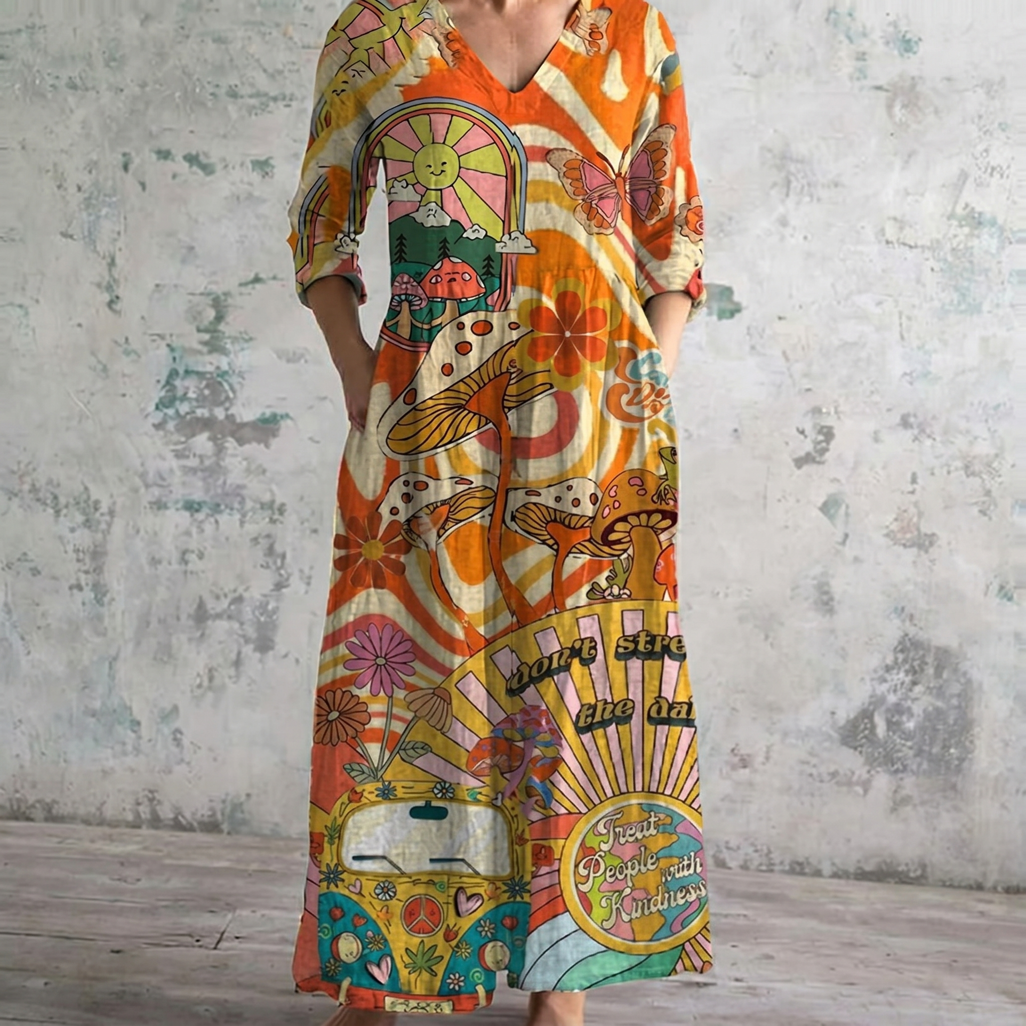 Breathable Comfort Floral Print Maxi Dress