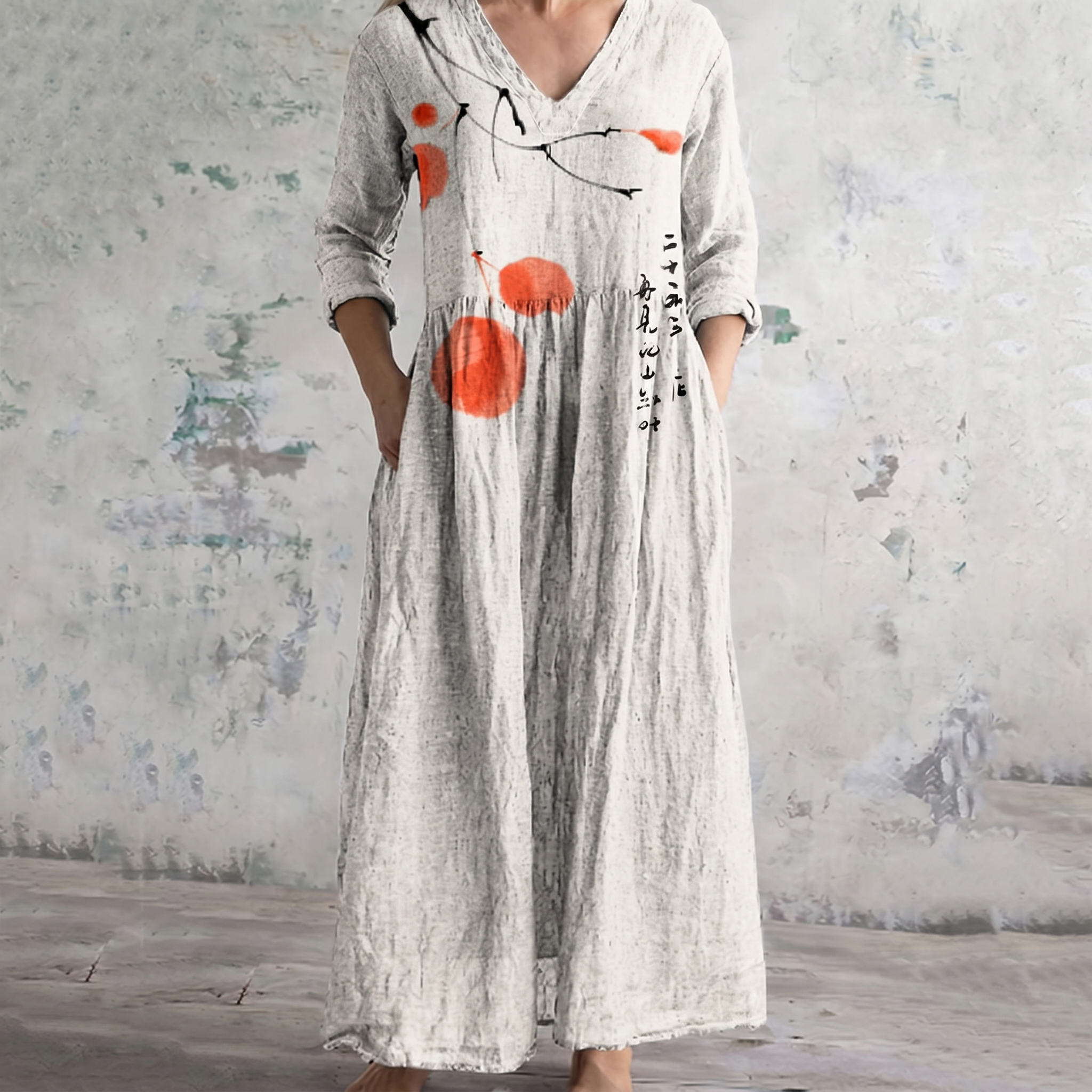 Breathable Comfort Floral Print Maxi Dress