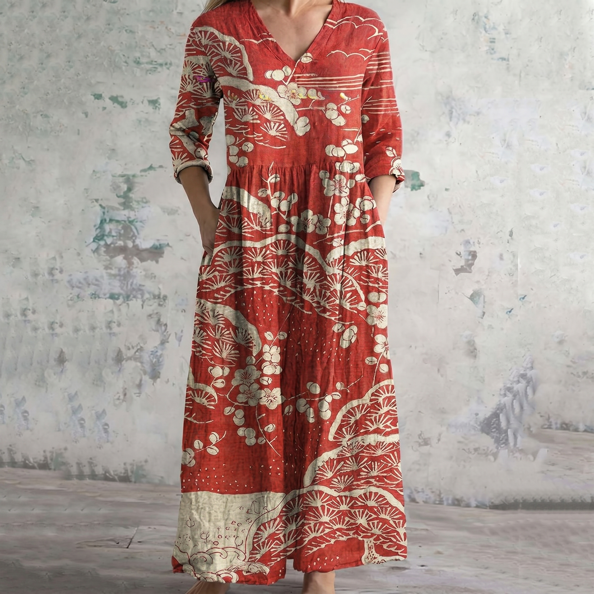 Breathable Comfort Floral Print Maxi Dress