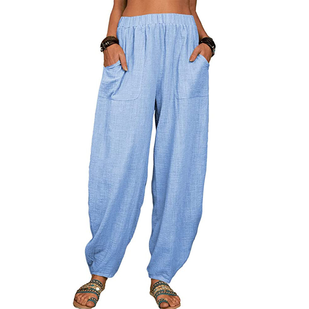 Boho Pants Solid Balloon-Leg Trousers