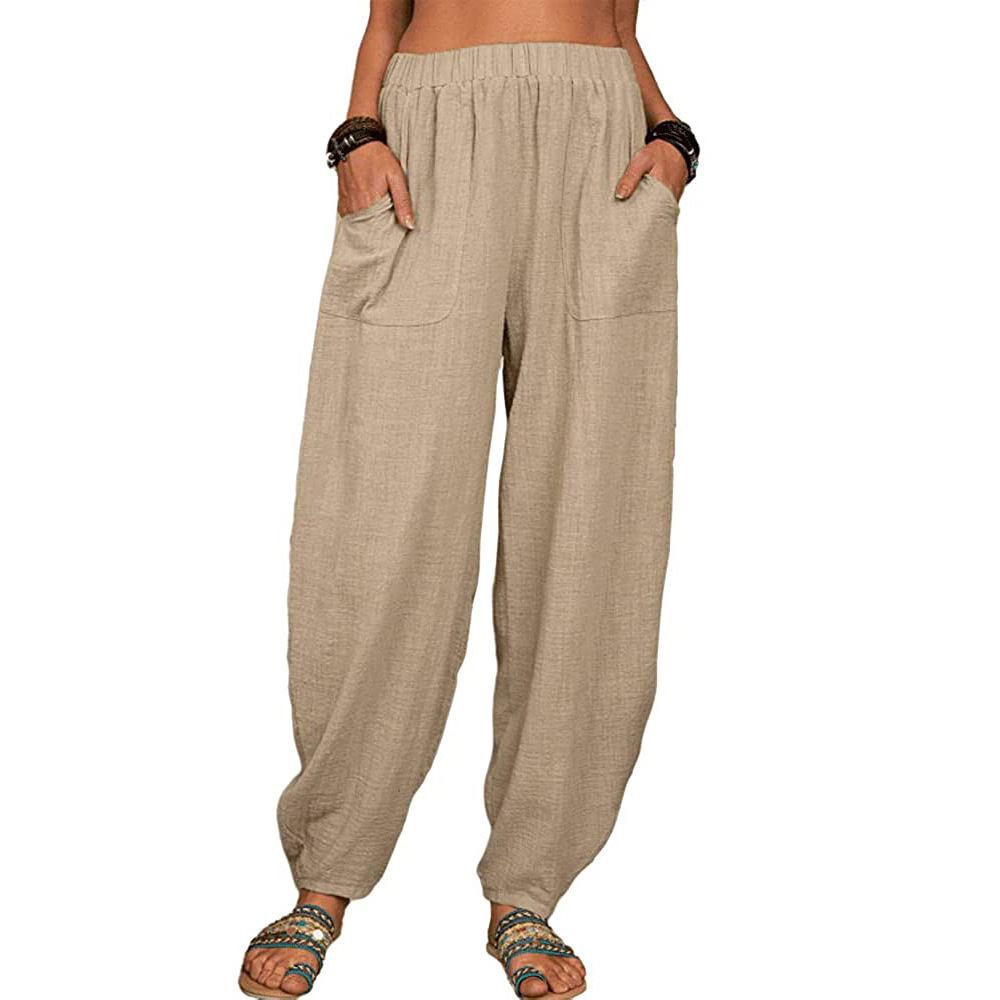 Boho Pants Solid Balloon-Leg Trousers