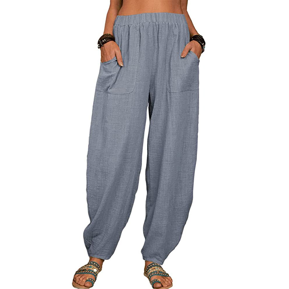 Boho Pants Solid Balloon-Leg Trousers