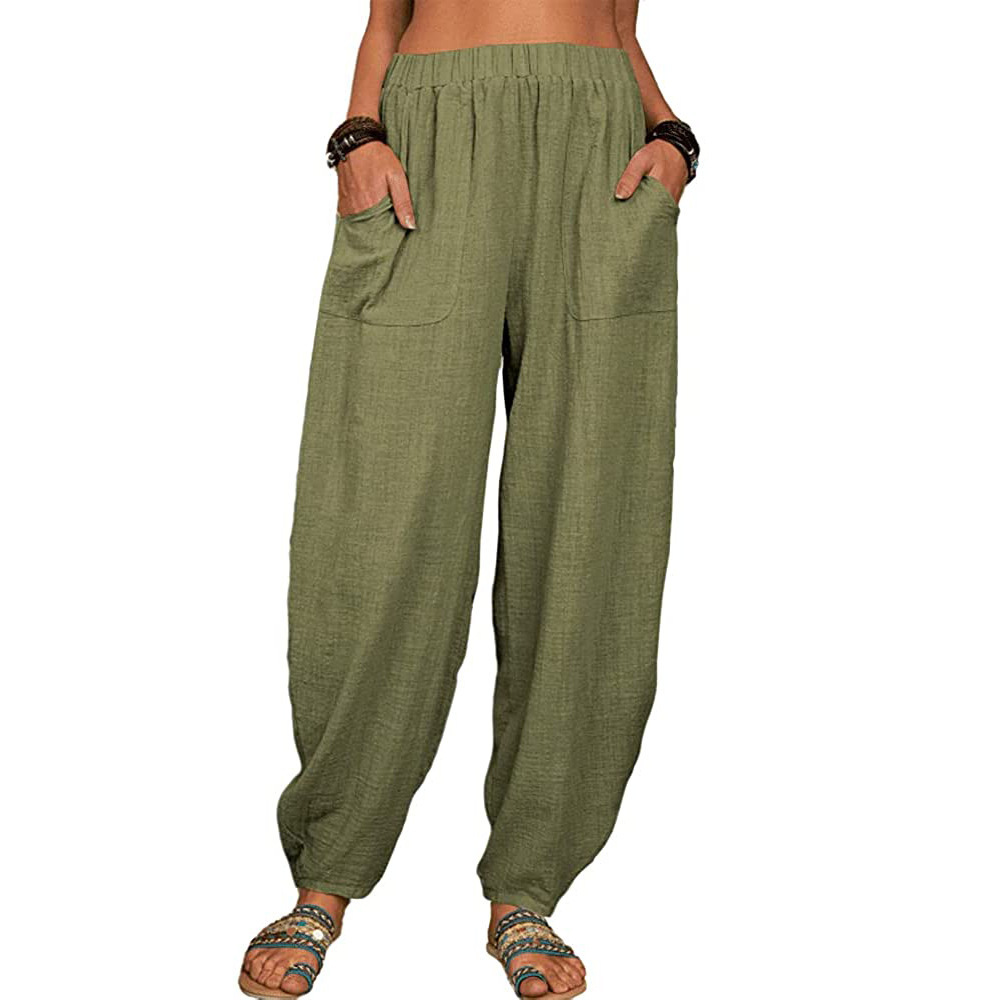 Boho Pants Solid Balloon-Leg Trousers