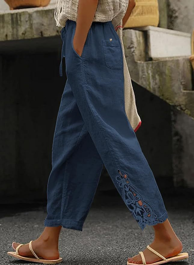 Casual Lace-Hollow Drawstring Pants