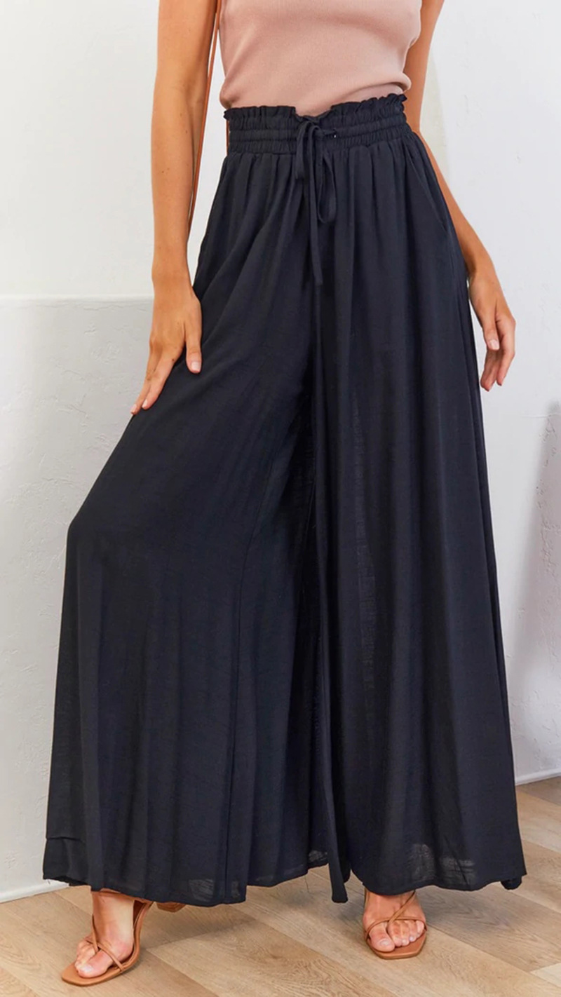 Boho Floral Print High-Waist Wide-Leg Pants