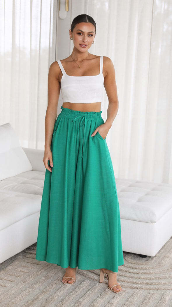 Boho Floral Print High-Waist Wide-Leg Pants