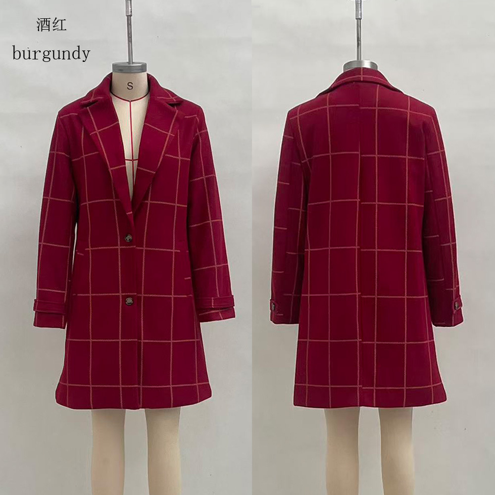 Sophisticated Windowpane Plaid Wool Coat
