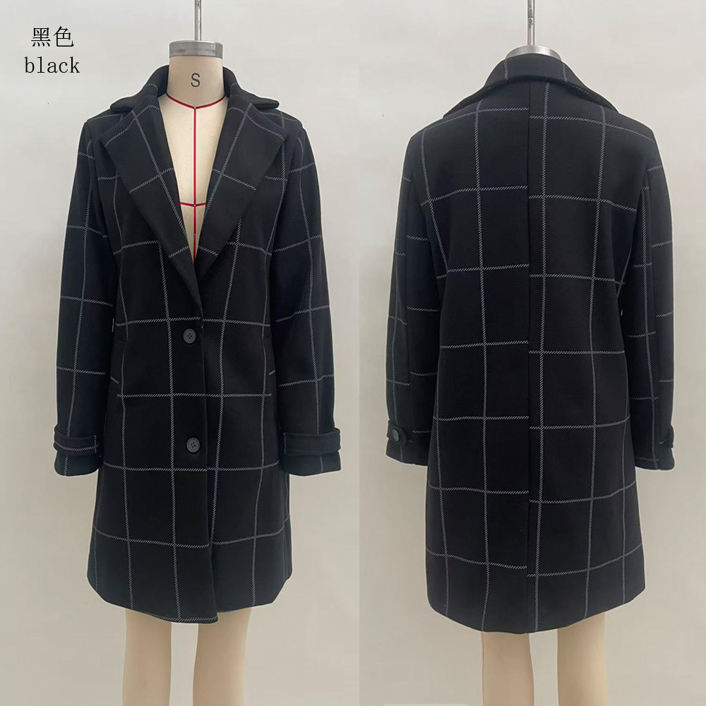 Sophisticated Windowpane Plaid Wool Coat