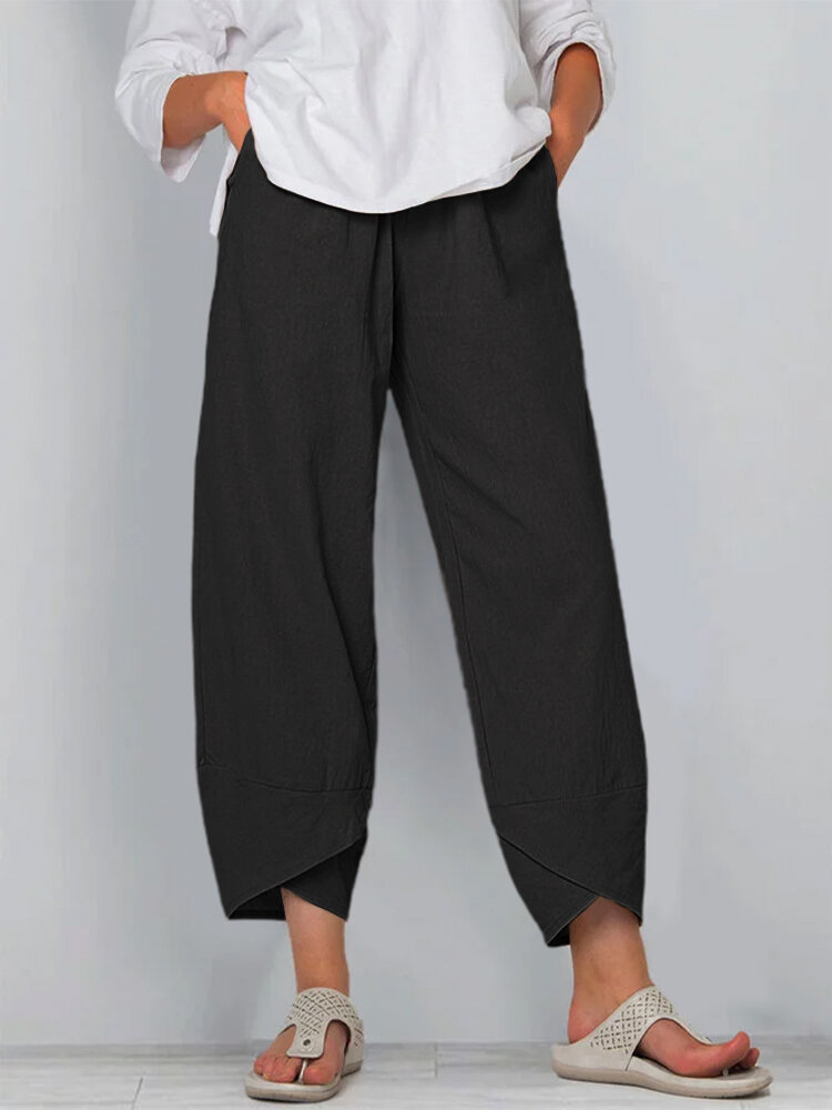 Comfortable Tulip Hem Wide Leg Pants