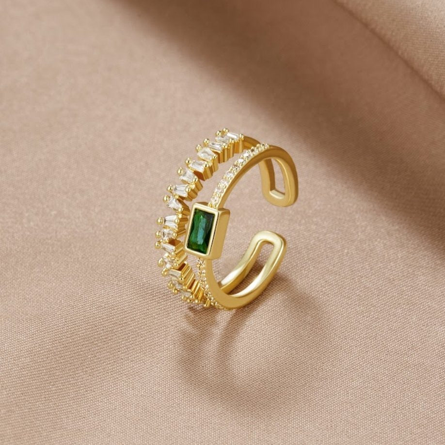 Pine - Layered Crystal Ring