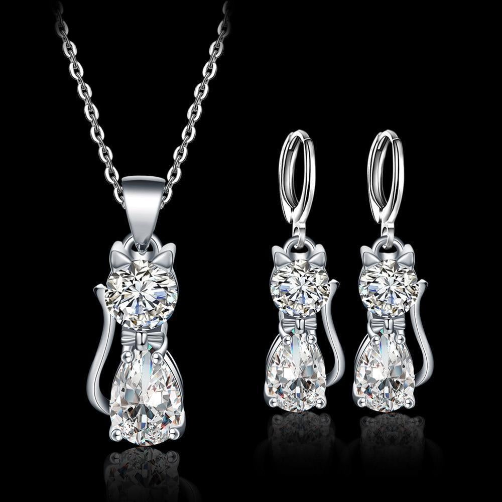 Set Necklace + Earrings Happy Cats