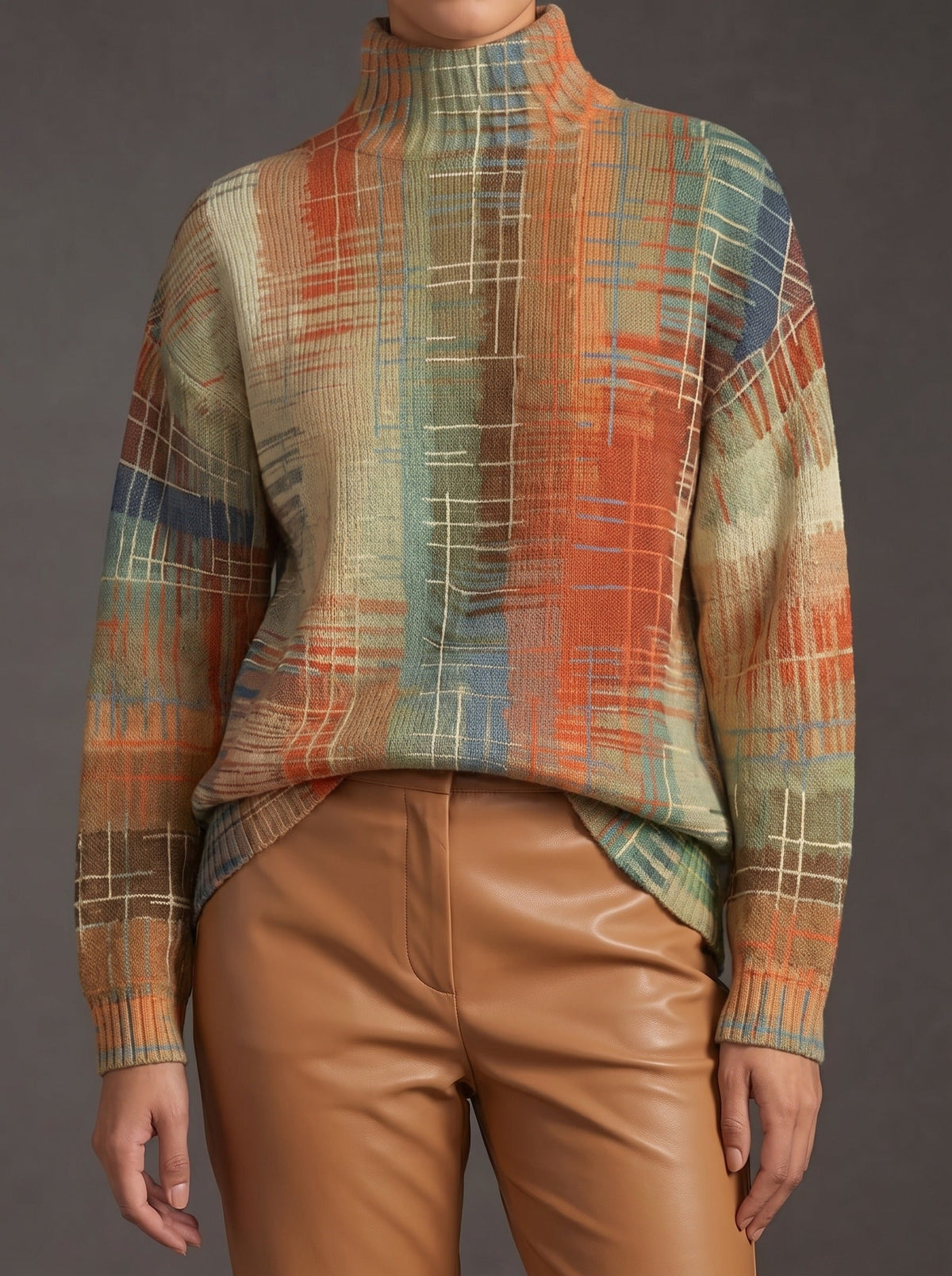 Sorrel - Painted Stripe Turtleneck Sweater