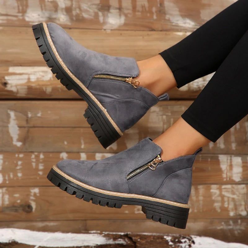 Supportive Versatile Side-Zip Lug-Sole Ankle Boots