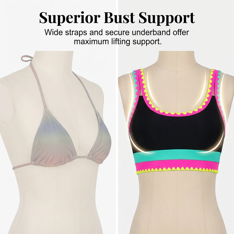 NeonWave™ | 3-Piece Colorblock Bikini Set with Skirt