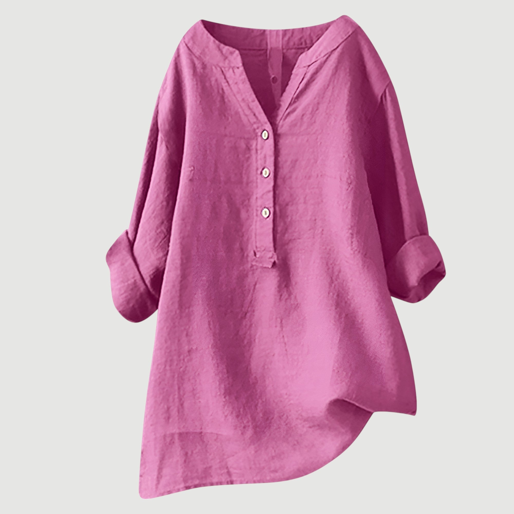 Loose-fit Solid V-Neck Linen Blouse